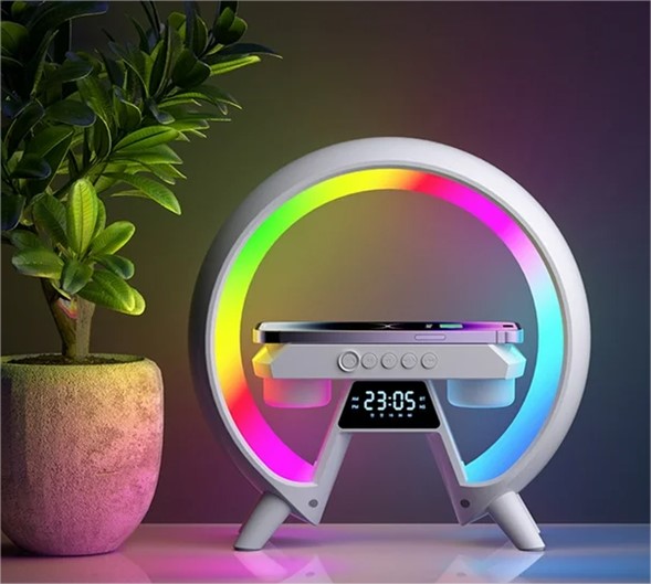 Foto 5 pulgar | Lámpara De Escritorio Reloj Digital, Con Altavoz Compatible Con Bluetooth, Luz Led De Noche, Carga Inalámbrica