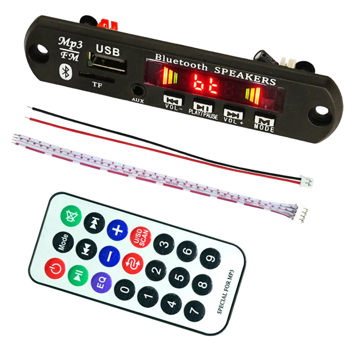 Módulo Reproductor De Audio Con Bluetooth Usb Sd Fm Auxiliar 12v