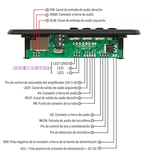Foto 3 | Módulo Reproductor De Audio Con Bluetooth Usb Sd Fm Auxiliar 12v