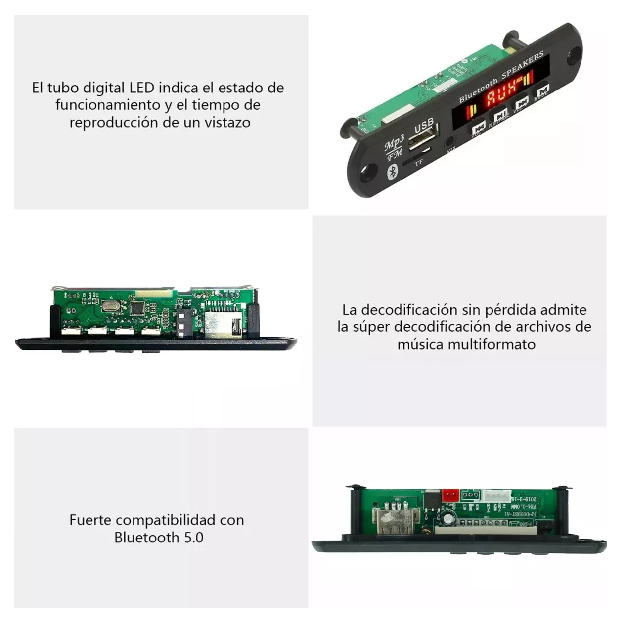 Foto 4 | Módulo Reproductor De Audio Con Bluetooth Usb Sd Fm Auxiliar 12v