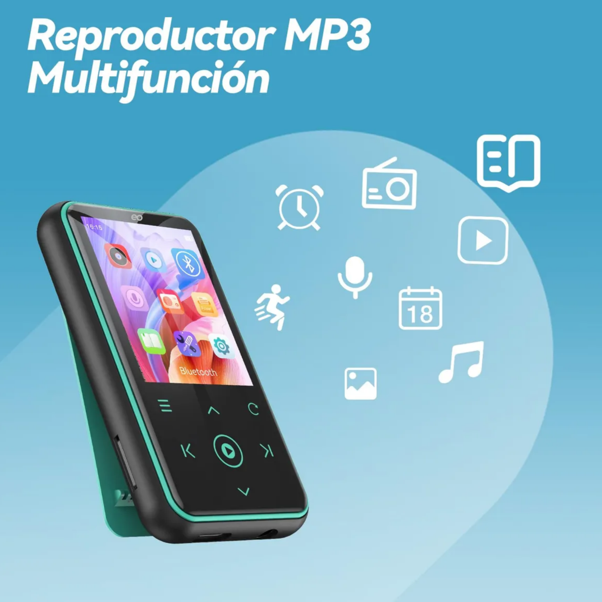 Foto 4 pulgar | Reproductor De Música 64gb Mp3 Con Botón Táctil Eo Safe Imports  Esi-18641 Azul