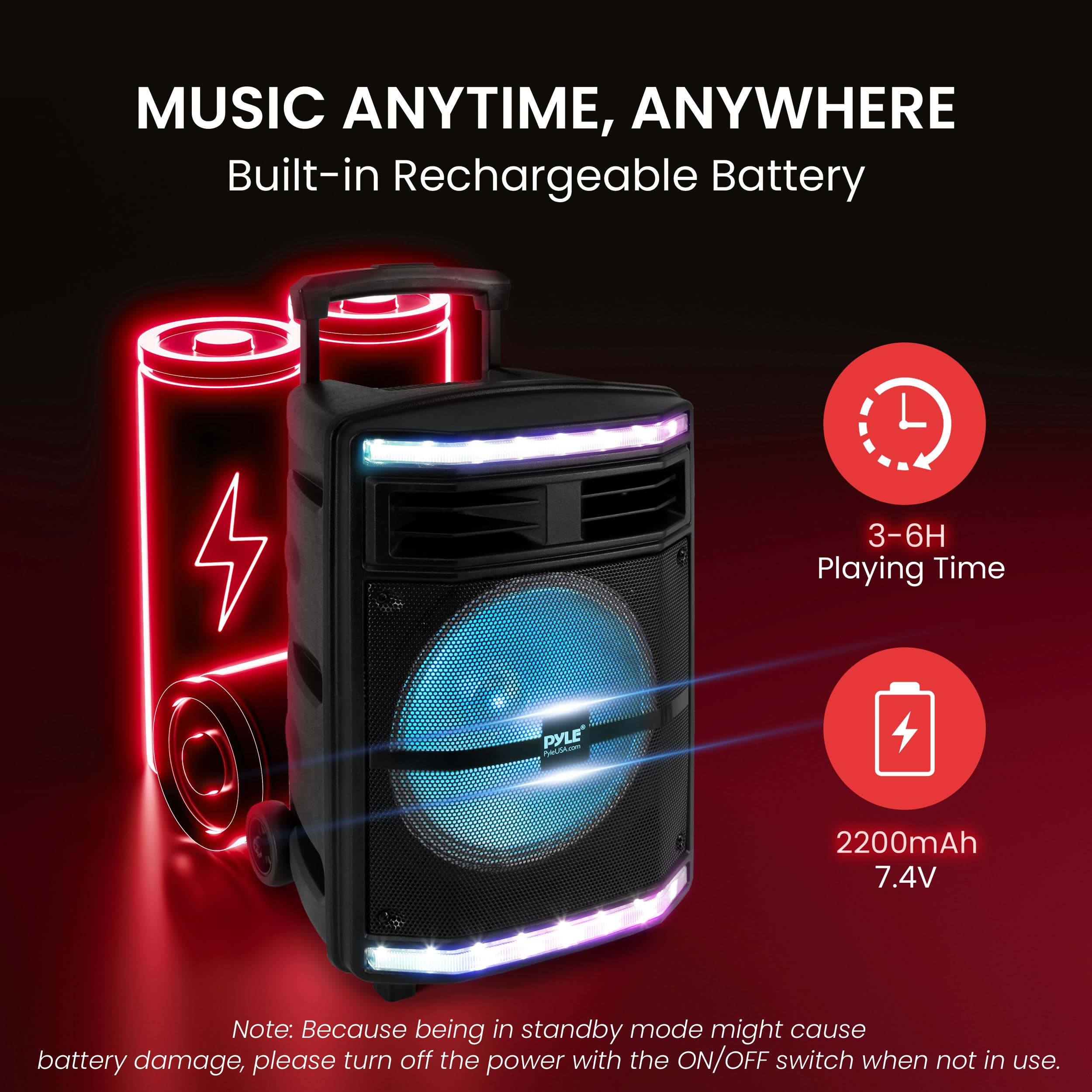 Foto 3 pulgar | Sistema De Altavoces Pa Bluetooth Pyle Pphp1044b 600 W Con Batería - Venta Internacional.