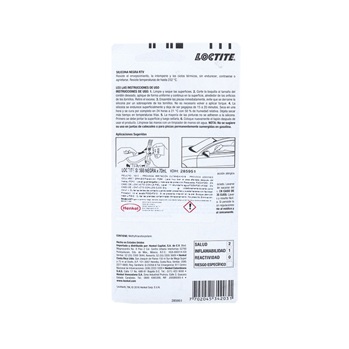 Foto 3 pulgar | Silicón RTV Loctite QLC34203 color Negro 70 ml