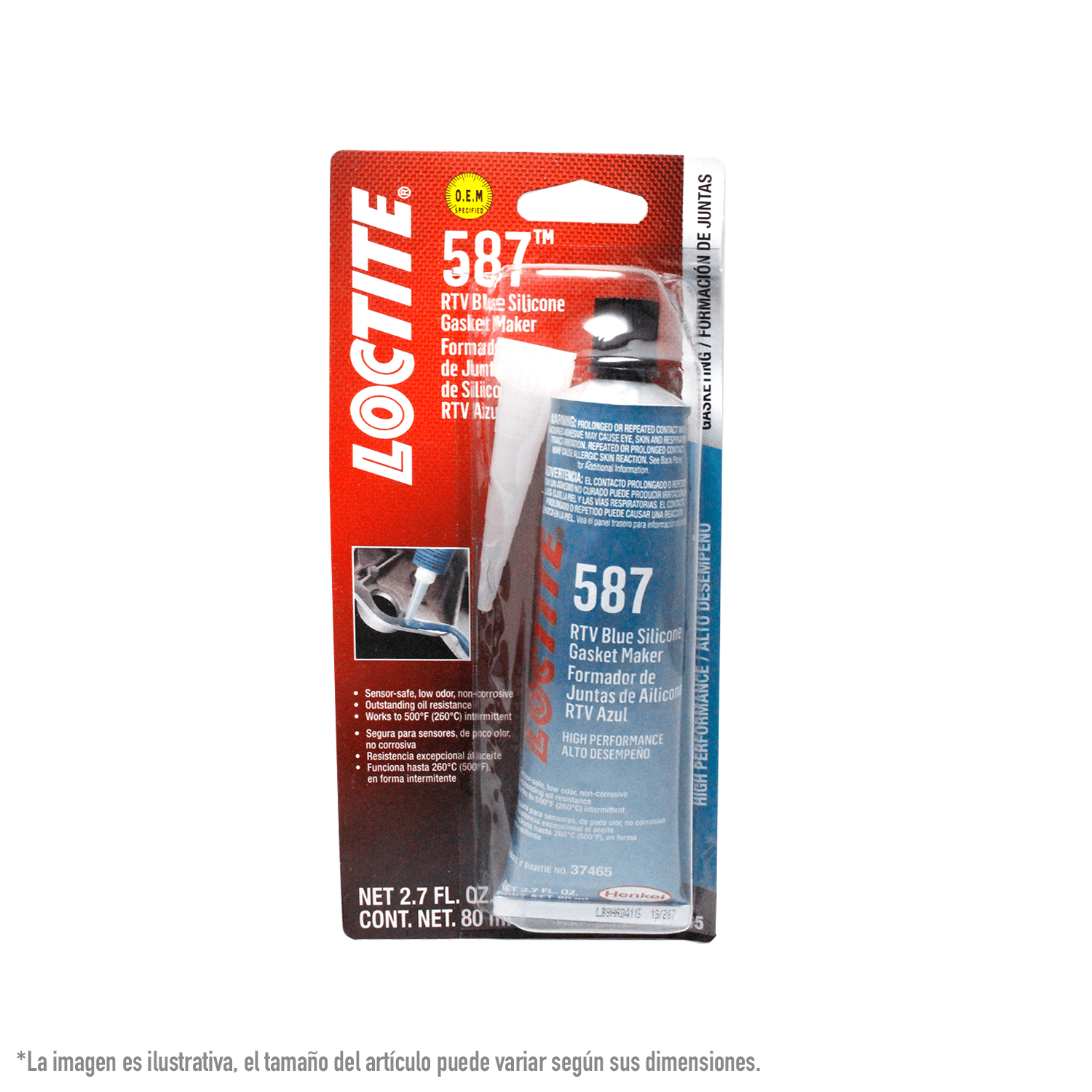 Foto 2 pulgar | Silicón Rtv Azul 587 Loctite 37465 80 Ml