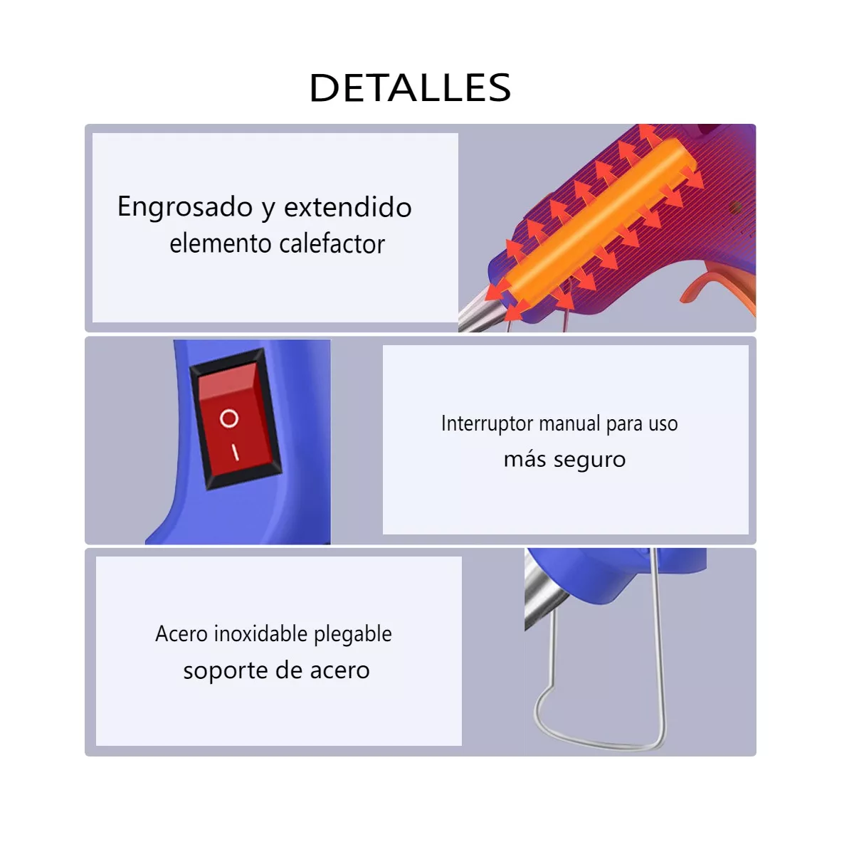 Foto 3 | Pistola De Pegamento Caliente  Con 12 Barras Eo Safe Imports Esi-12067  Azul