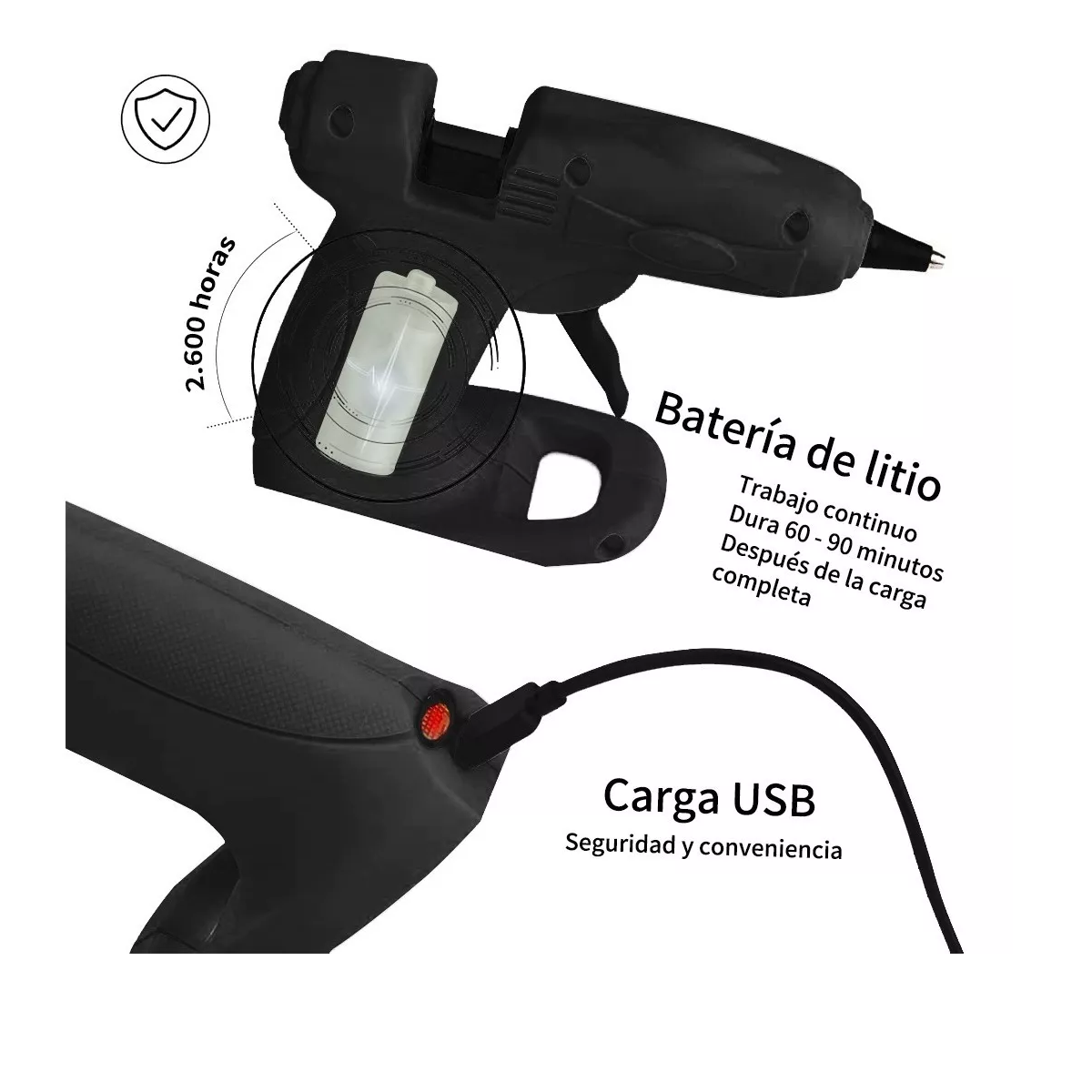 Foto 4 pulgar | Pistola Silicon Inalambtica Con Caliente Pegamento 10 Barras Eo Safe Imports Esi-12065 Negro