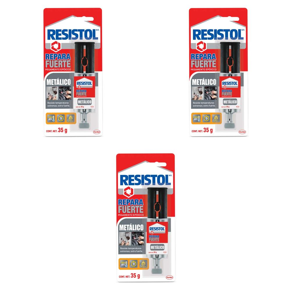 Foto 2 pulgar | Pack 3 Resistol Power Epoxy Metal 25g Henkel