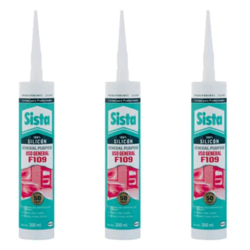 Foto 1 | Pack 3 Silicon Uso General Negro Sista 300 Ml (hk-2677067)