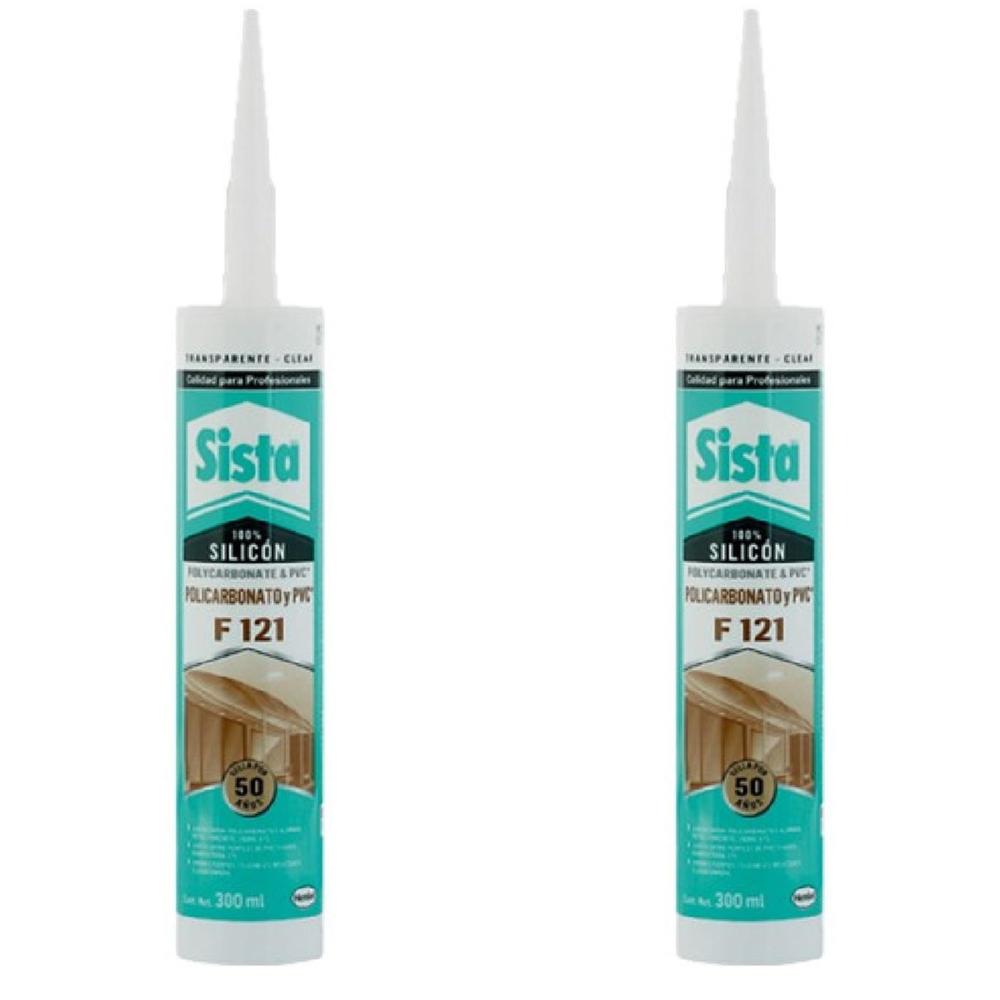 Foto 1 | Pack 2 Silicon F121 Policarbonato Y Pvc Transparente 300 Ml Sista