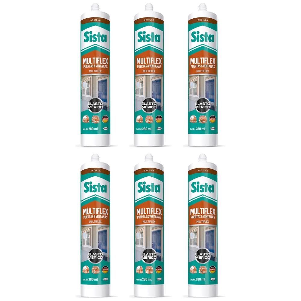 Foto 2 pulgar | Pack 6 Sellador Multiflex Puerta Ventana 280 Ml Arcilla