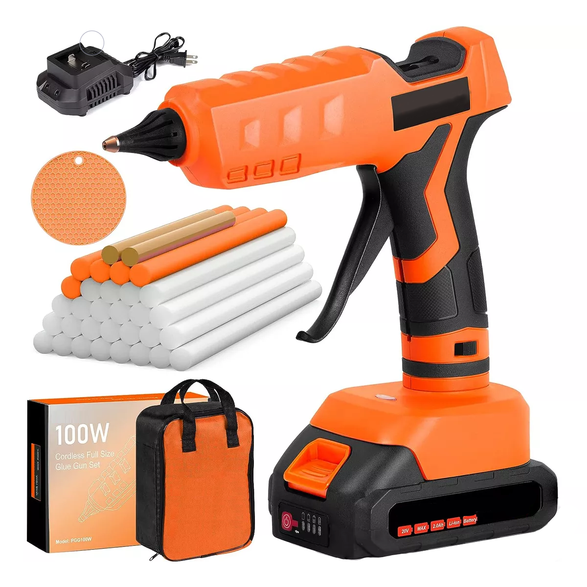 Foto 3 pulgar | Pistola De Silicon Caliente Inalámbrica 100w Eo Safe Imports Esi-17919 Naranja