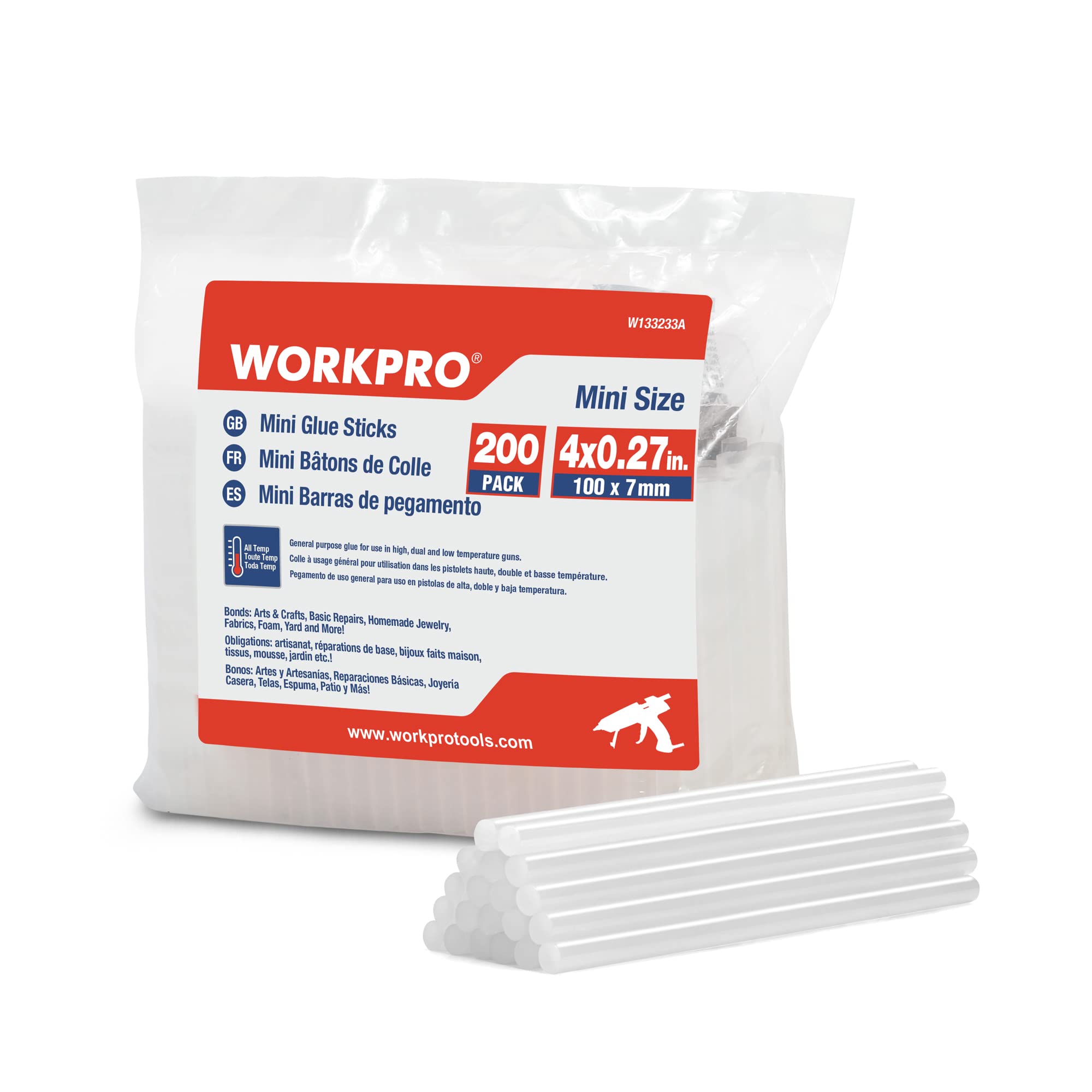 Foto 1 | Barras De Pegamento Caliente Workpro De 0,27 X 10 Cm, 200 Unidades, Para Manualidades - Venta Internacional.