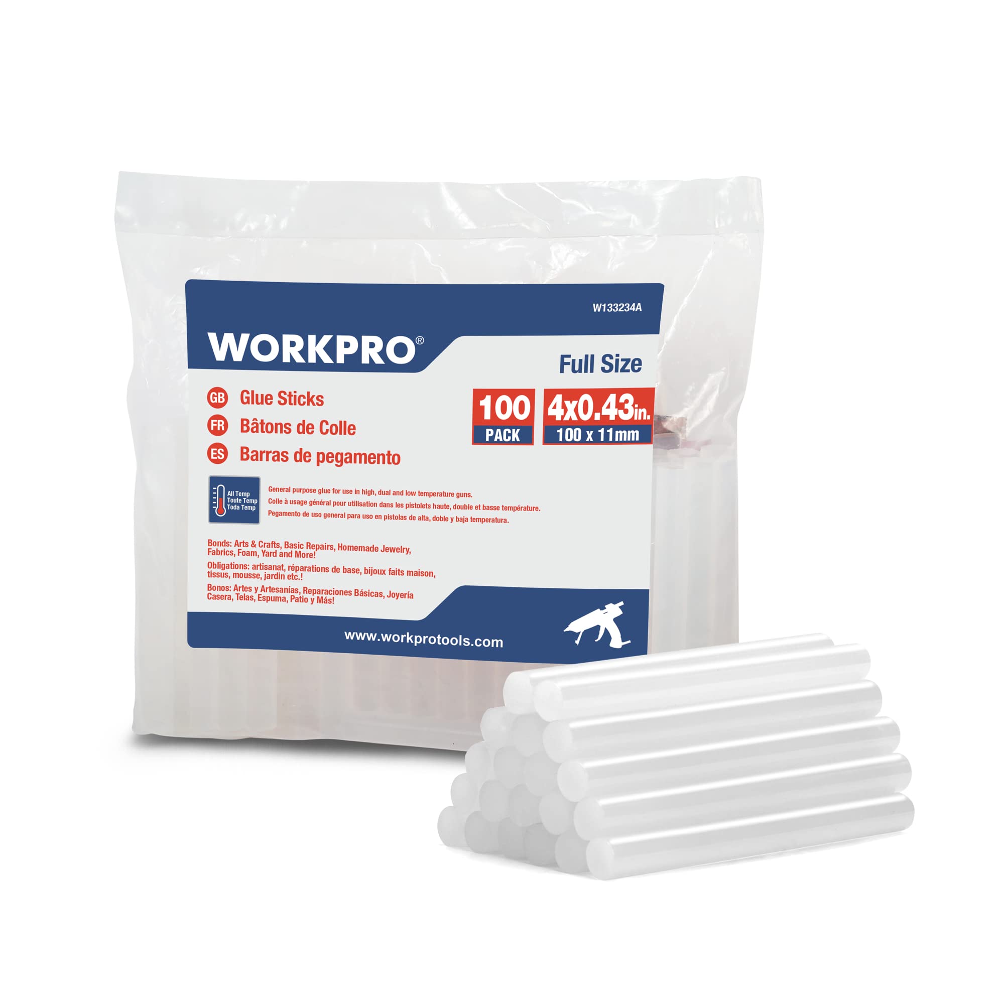 Foto 1 | Barras De Pegamento Caliente Workpro De Tamaño Completo, Paquete De 100, 11 X 100 Mm - Venta Internacional.
