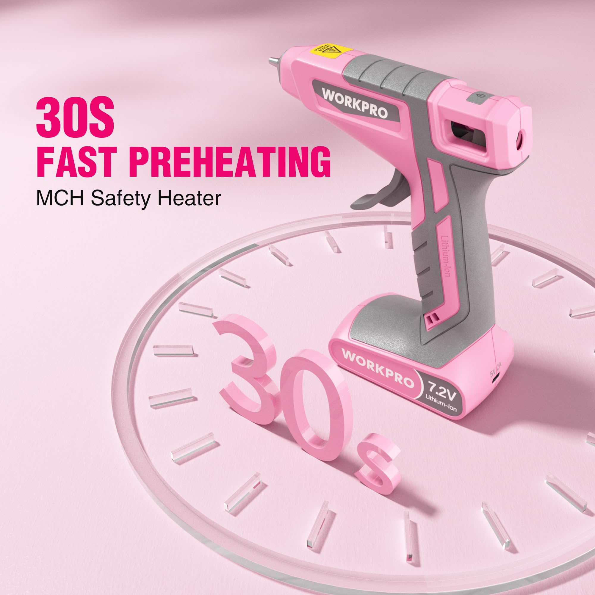 Foto 4 pulgar | Pistola Inalámbrica De Pegamento Caliente Workpro De 7,2 V Con 50 Barras De Pegamento, 2600 Mah - Venta Internacional.