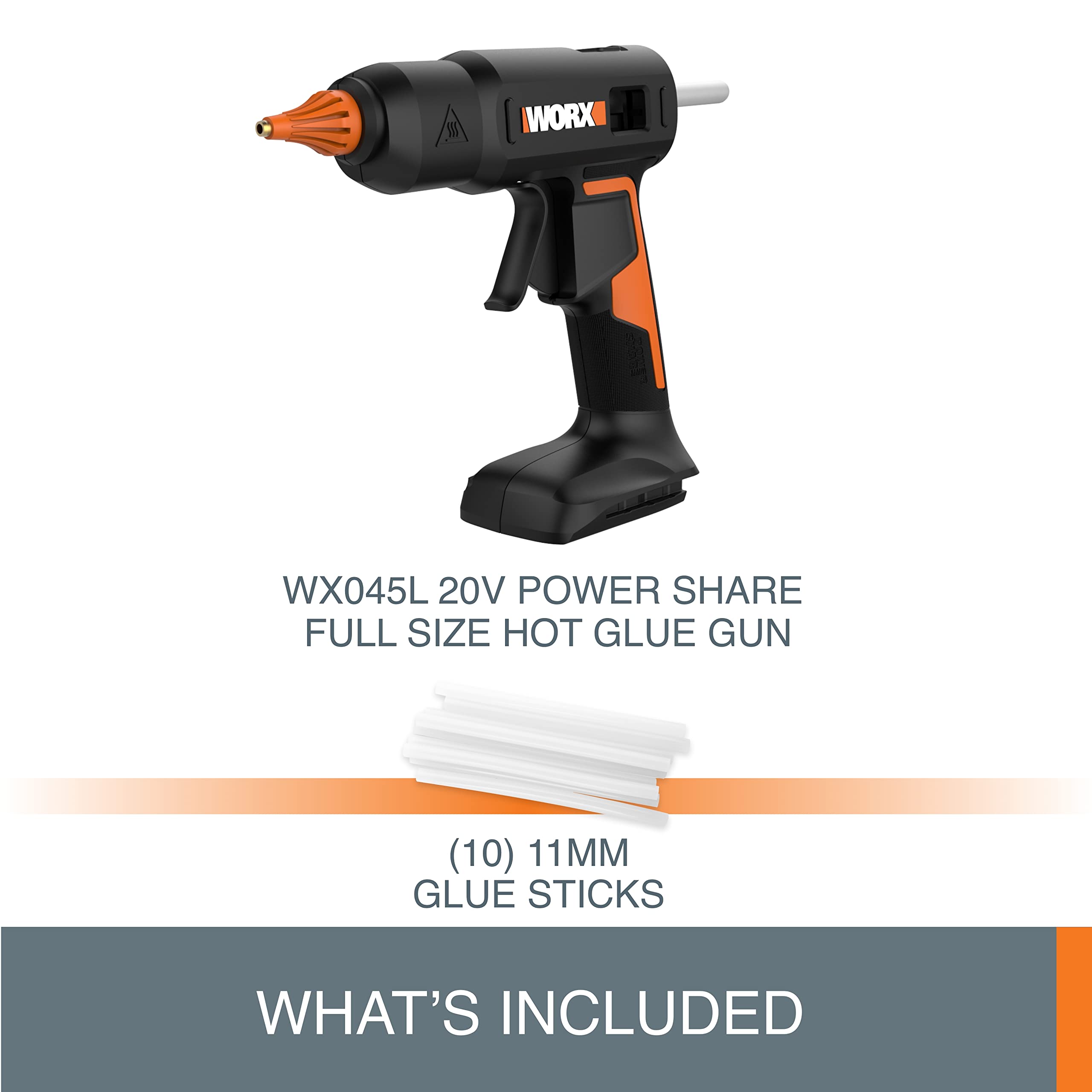 Foto 5 | Pistola De Pegamento Caliente Worx 20v Power Share De Tamaño Completo Wx045l.9 - Venta Internacional.
