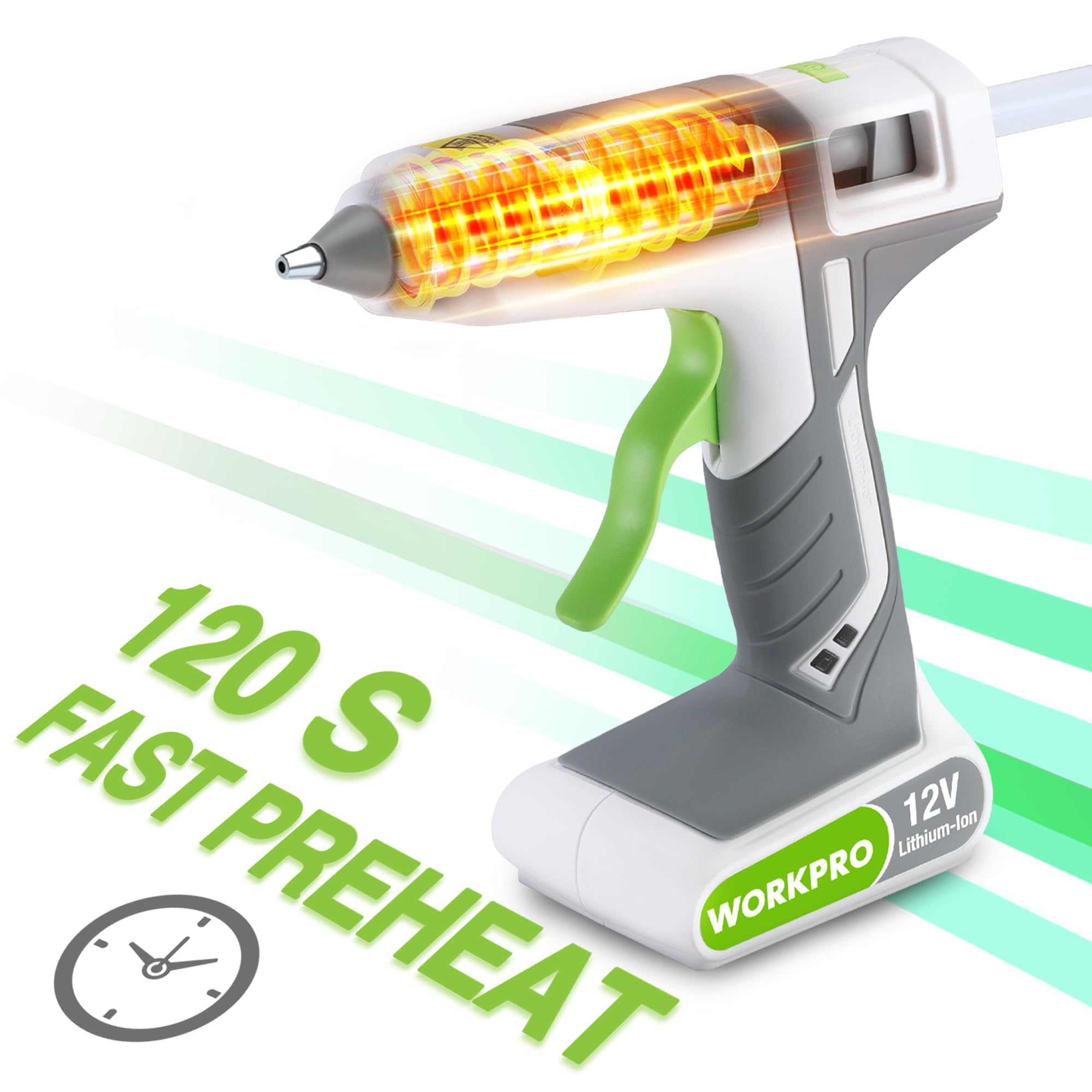 Foto 5 pulgar | Pistola De Pegamento Termofusible Inalámbrica Workpro 12 V Recargable Blanca - Venta Internacional.