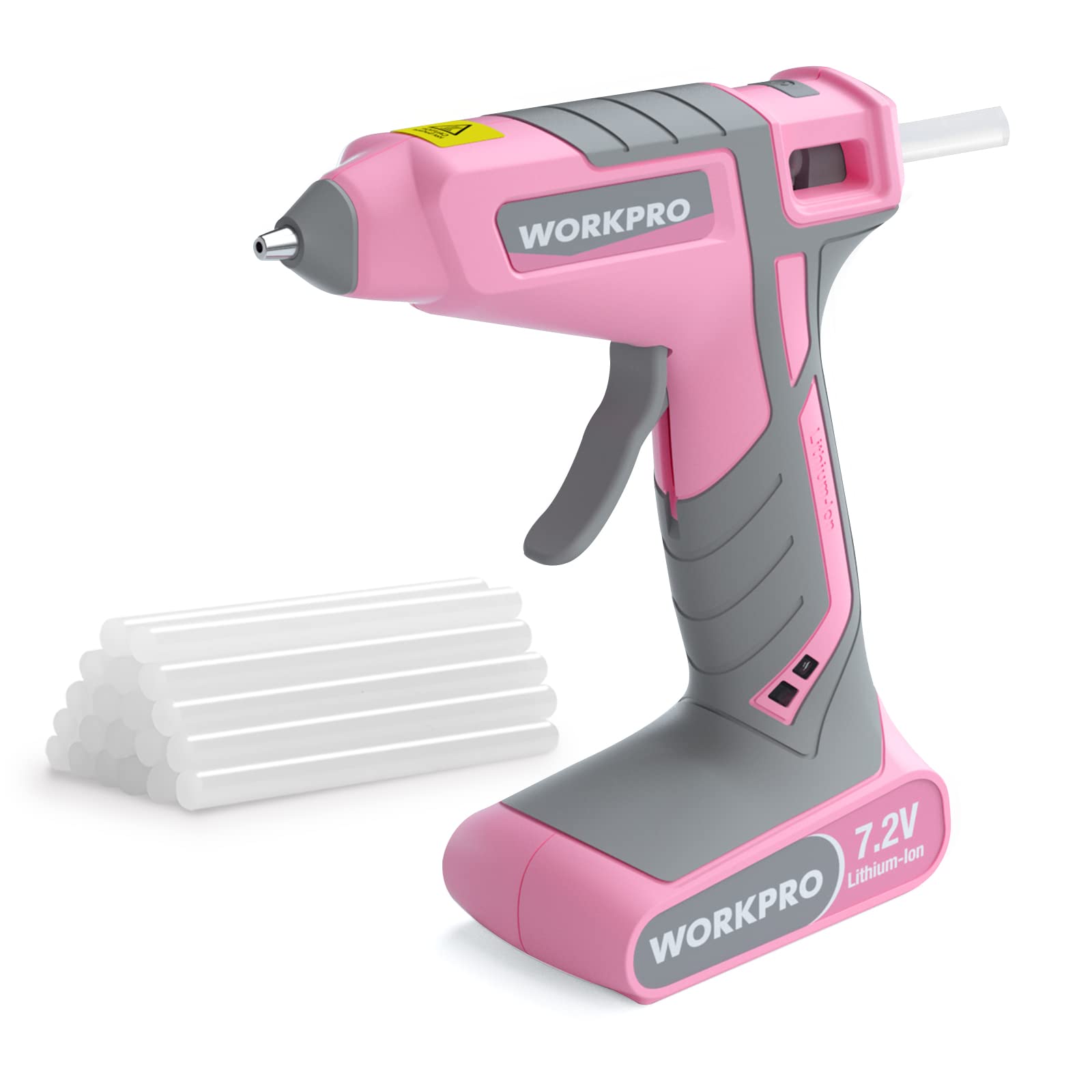Foto 2 pulgar | Pistola De Pegamento Termofusible Inalámbrica Workpro, Color Rosa, 7,2 V, Con 20 Barras De Pegamento - Venta Interna
