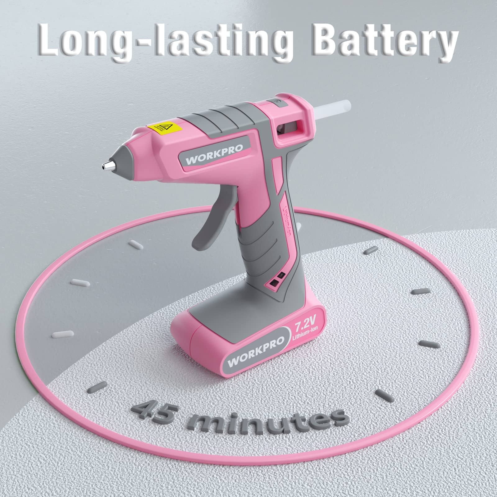 Foto 4 pulgar | Pistola De Pegamento Termofusible Inalámbrica Workpro, Color Rosa, 7,2 V, Con 20 Barras De Pegamento - Venta Interna
