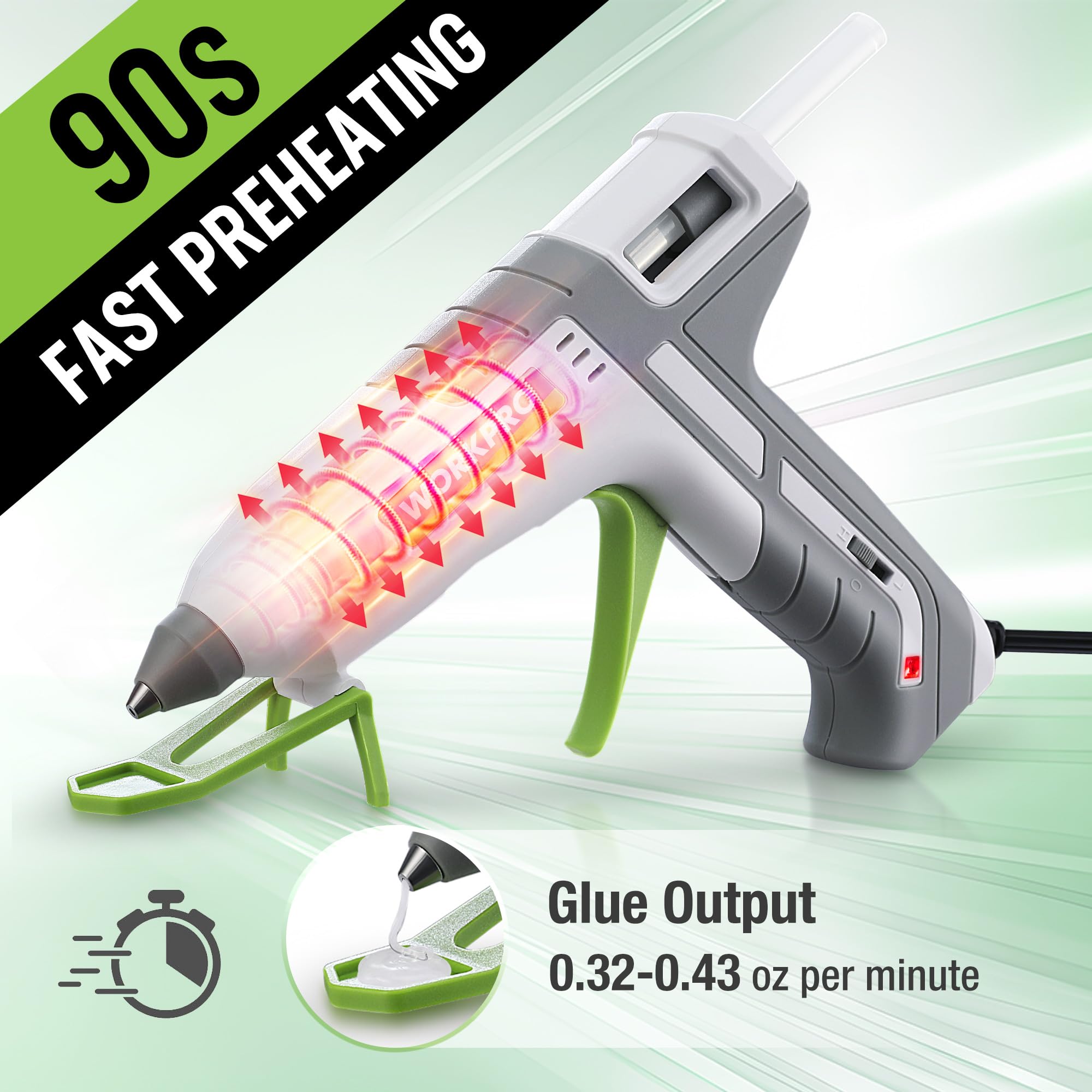 Foto 5 pulgar | Pistola De Pegamento Caliente Workpro De Tamaño Completo, 60/100 W, Doble Temperatura Con Varillas - Venta Internacion