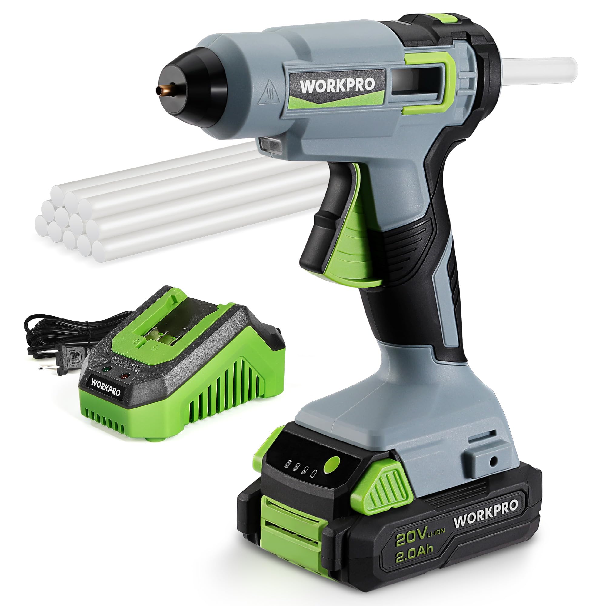 Foto 2 pulgar | Pistola De Pegamento Termofusible Inalámbrica Workpro 20 V 2.0 Ah Con 12 Barras De Pegamento - Venta Internacional.