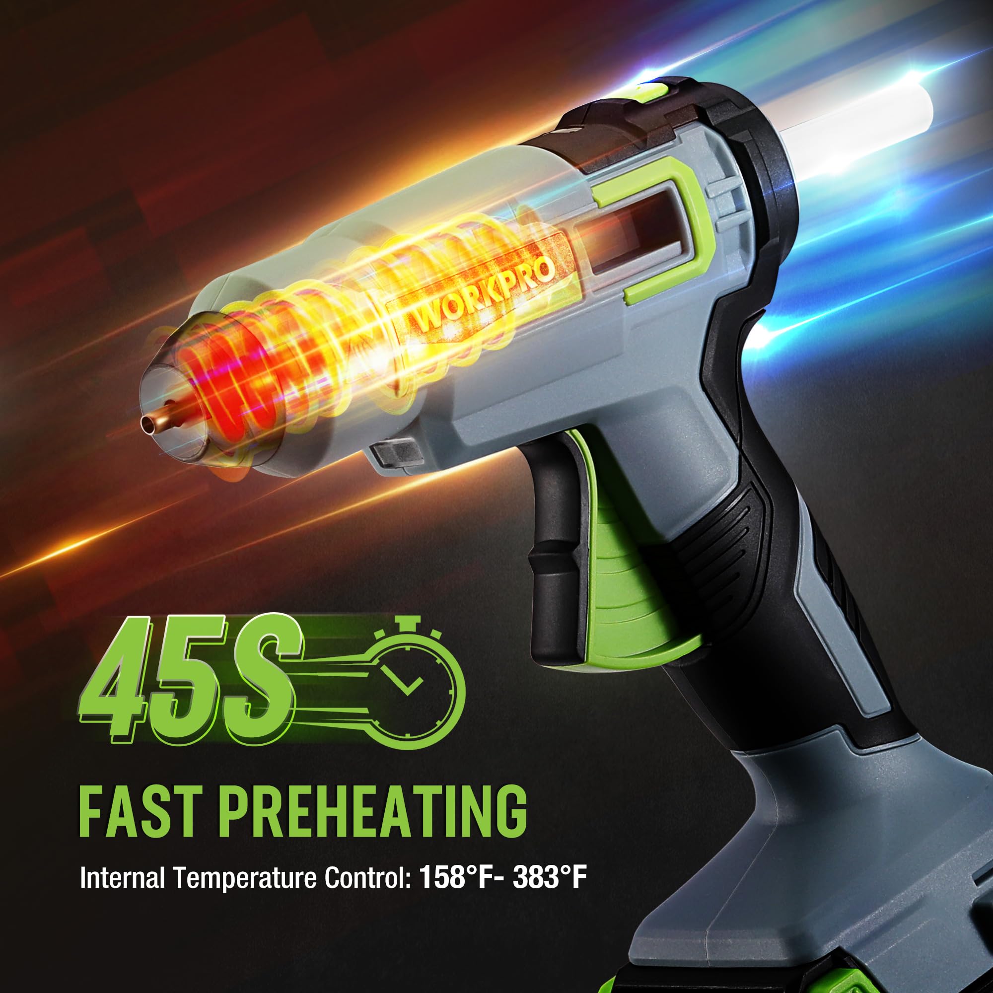 Foto 4 pulgar | Pistola De Pegamento Termofusible Inalámbrica Workpro 20 V 2.0 Ah Con 12 Barras De Pegamento - Venta Internacional.
