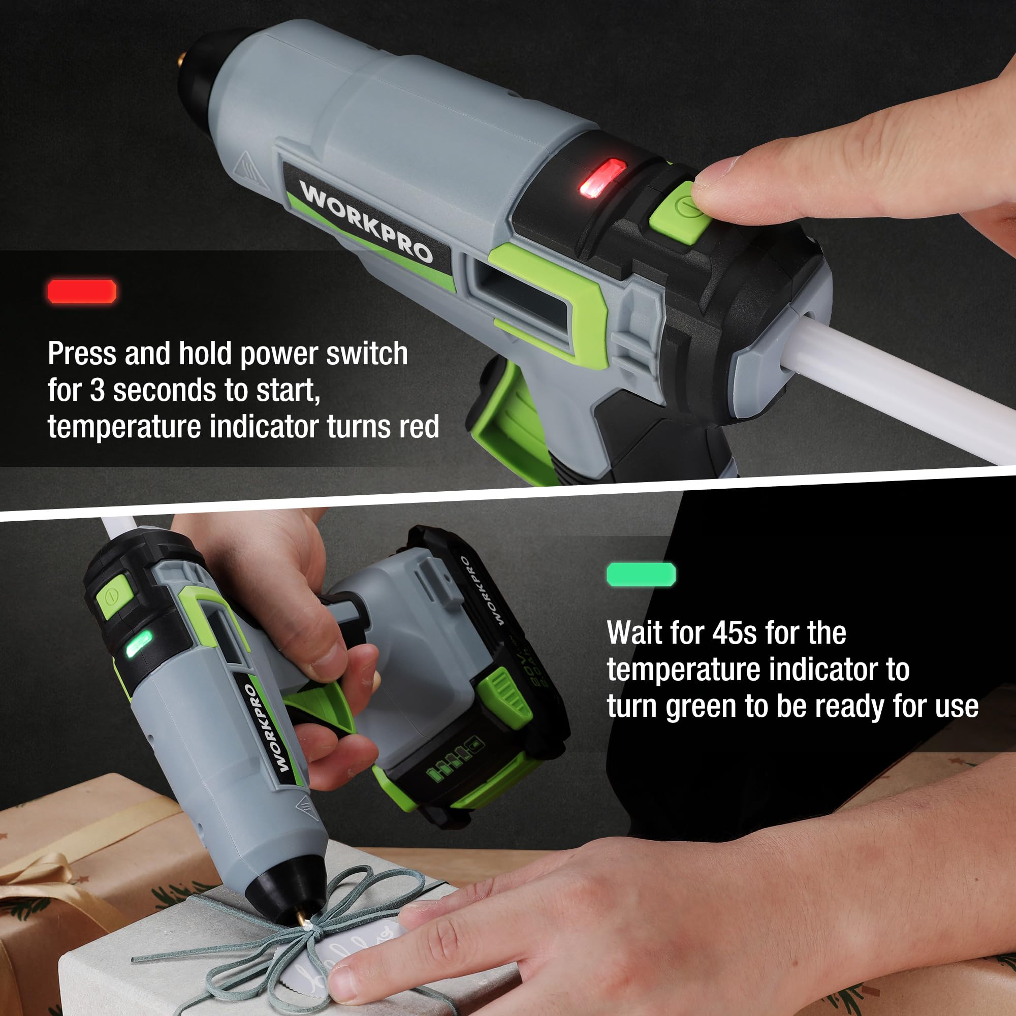 Foto 7 pulgar | Pistola De Pegamento Termofusible Inalámbrica Workpro 20 V 2.0 Ah Con 12 Barras De Pegamento - Venta Internacional.