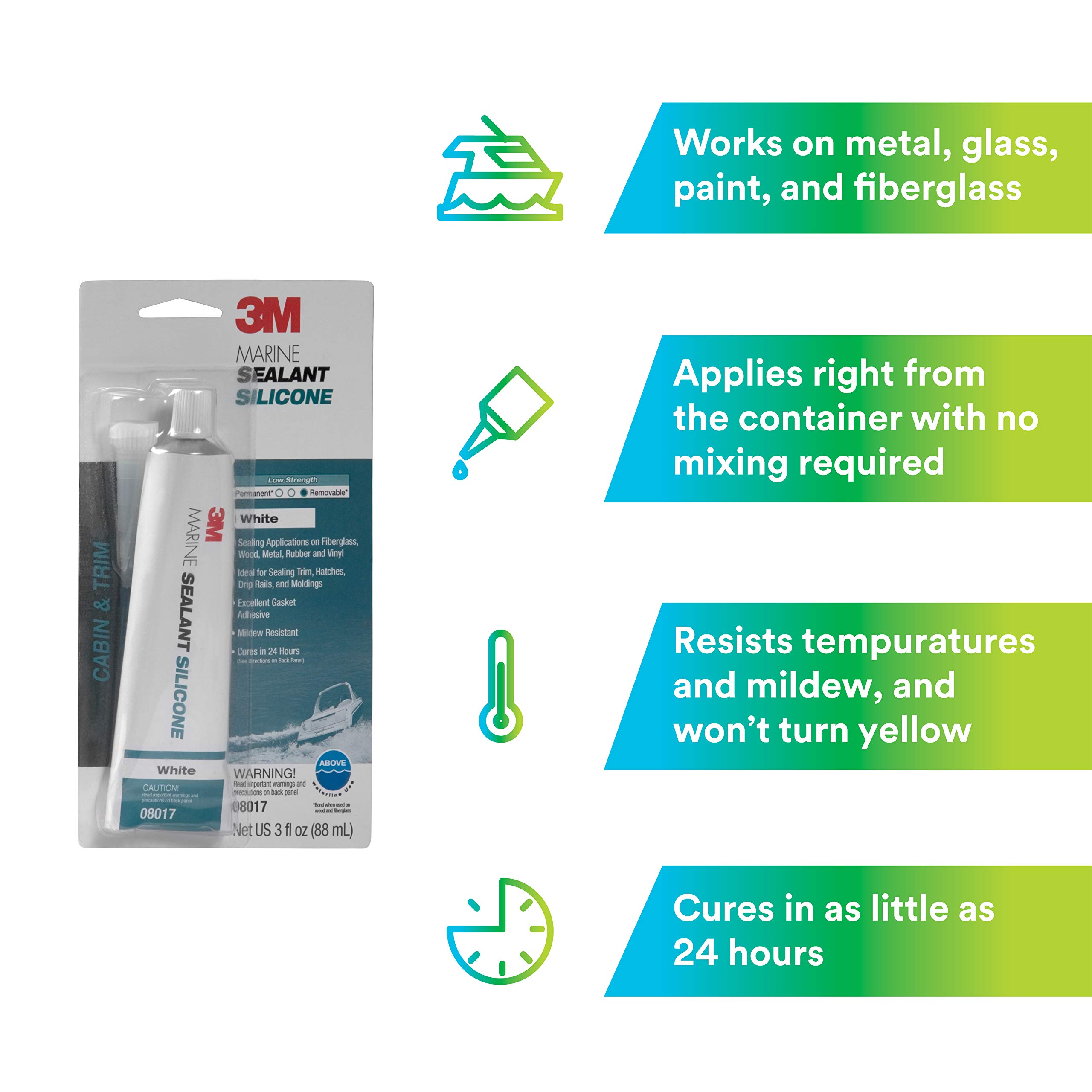 Foto 4 pulgar | Sellador De Silicona 3m Marine Grade, Blanco, 90 Ml - Venta Internacional.