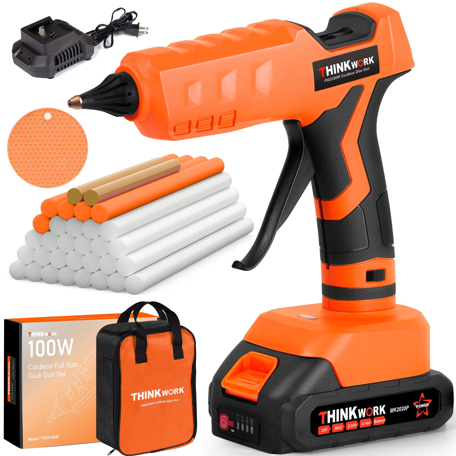Foto 2 pulgar | Pistola De Pegamento Caliente Inalámbrica Thinkwork 20 V Con 30 Varillas Y Cargador - Venta Internacional.