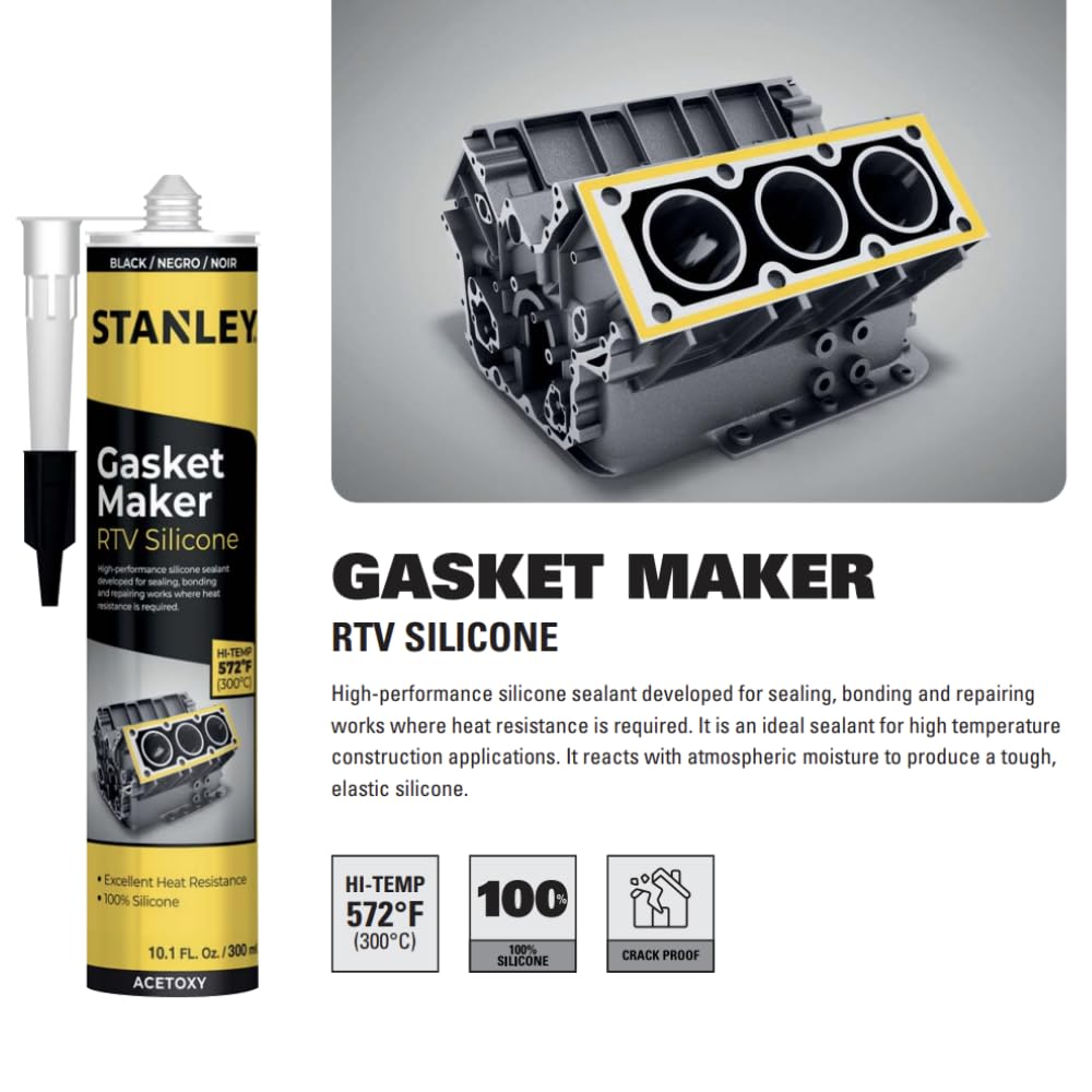 Foto 3 pulgar | Gasket Maker Stanley, Silicona Rtv De Alta Temperatura, 300 Ml, Color Rojo, Paquete De 12 - Venta Internacional.