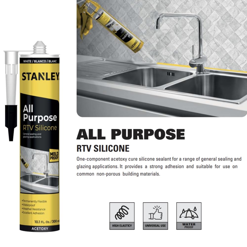Foto 2 | Sellador De Silicona Stanley Multiusos Rtv 300 Ml Translúcido - Venta Internacional.
