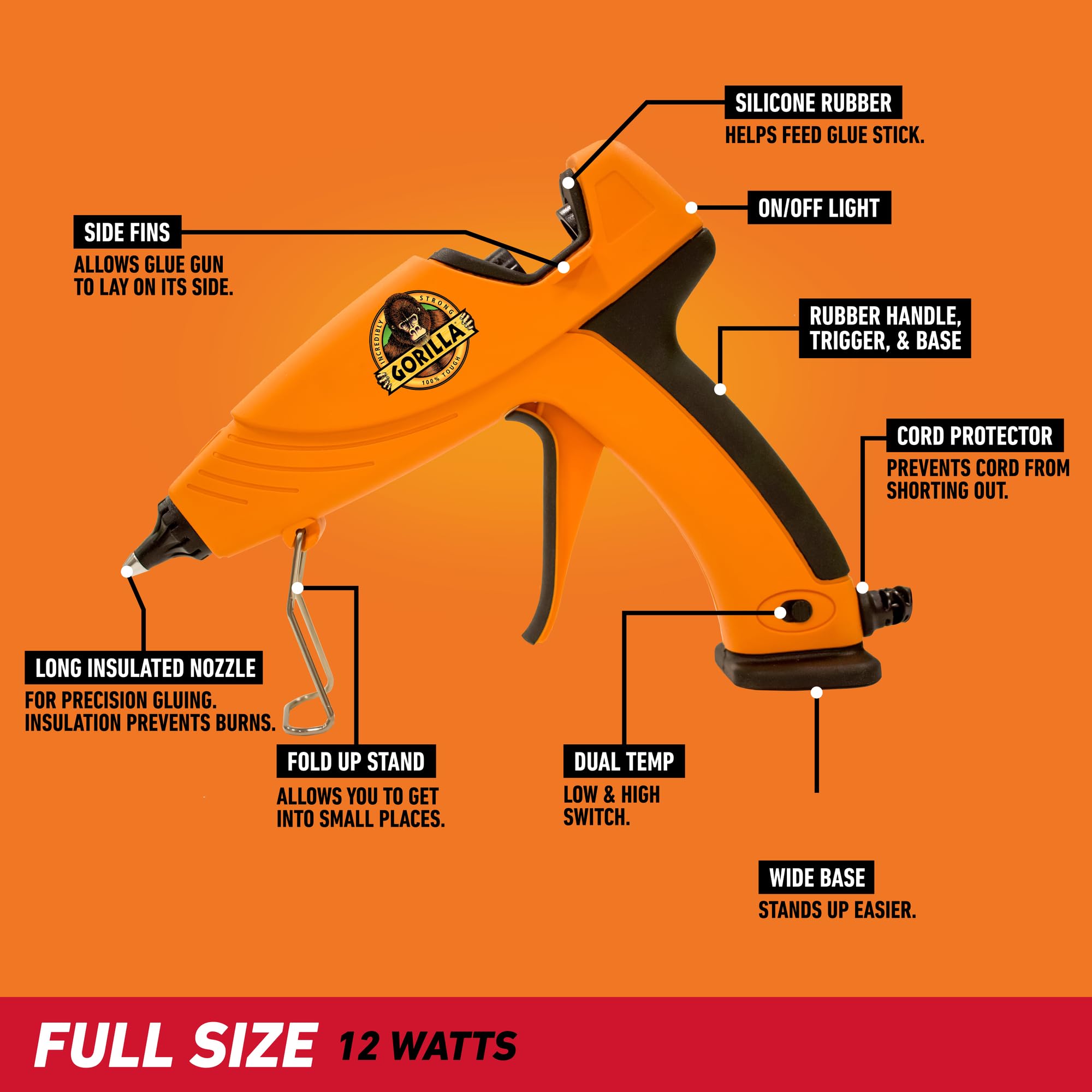 Foto 3 | Kit De Pistola De Pegamento Caliente Gorilla Dual Temp Con 45 Barras De Tamaño Completo - Venta Internacional.