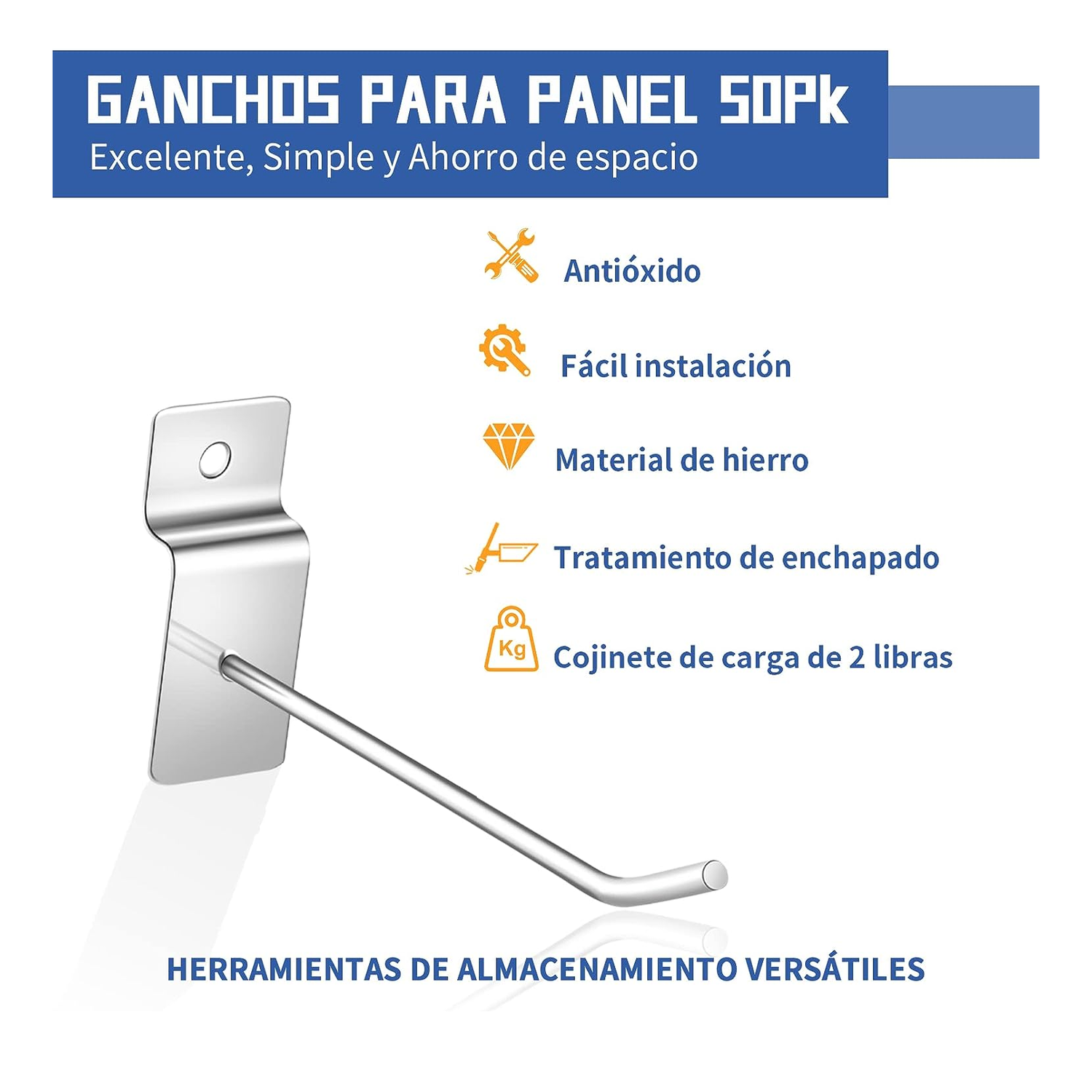 Foto 4 pulgar | Gancho Blister Panel Ranurado Belug  30 Piezas color Plata