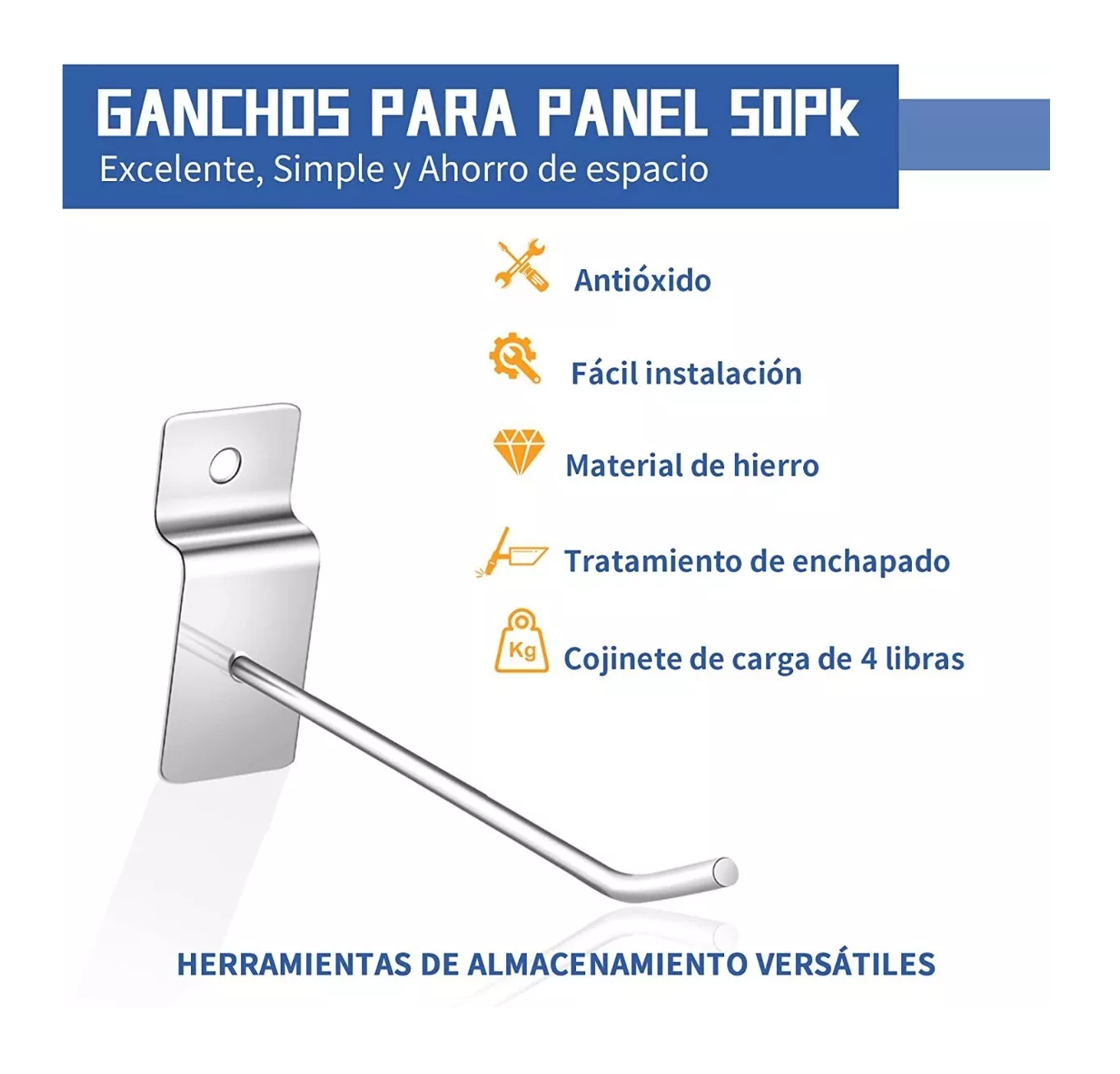 Foto 3 pulgar | Gancho Blister para Panel Ranurado 10 cm 100 Piezas