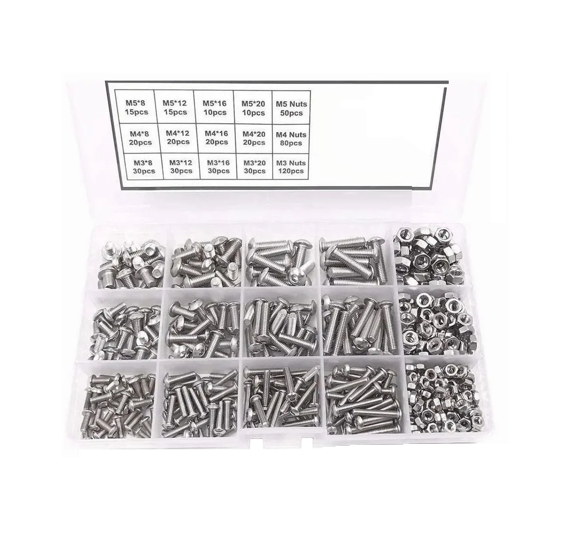 Foto 4 pulgar | Kit Tornillos de Cabeza Hexagonal M3 M4 M5 Plana Acero Eo Safe Imports Esi-173 color Plateado
