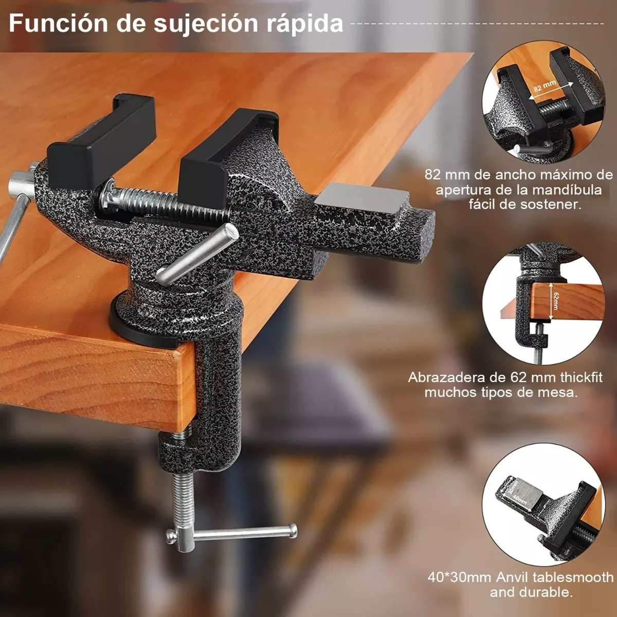 Foto 2 | Tornillo De Banco Ligero 3.3' (80mm) Ajuste Rápido Gris