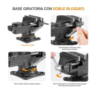 Foto 4 | Tornillo de Banco BELUG de Acero con Rotación Manual de 360° 80 mm