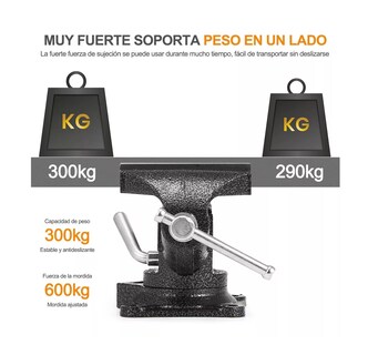 Foto 5 | Tornillo de Banco BELUG de Acero con Rotación Manual de 360° 80 mm