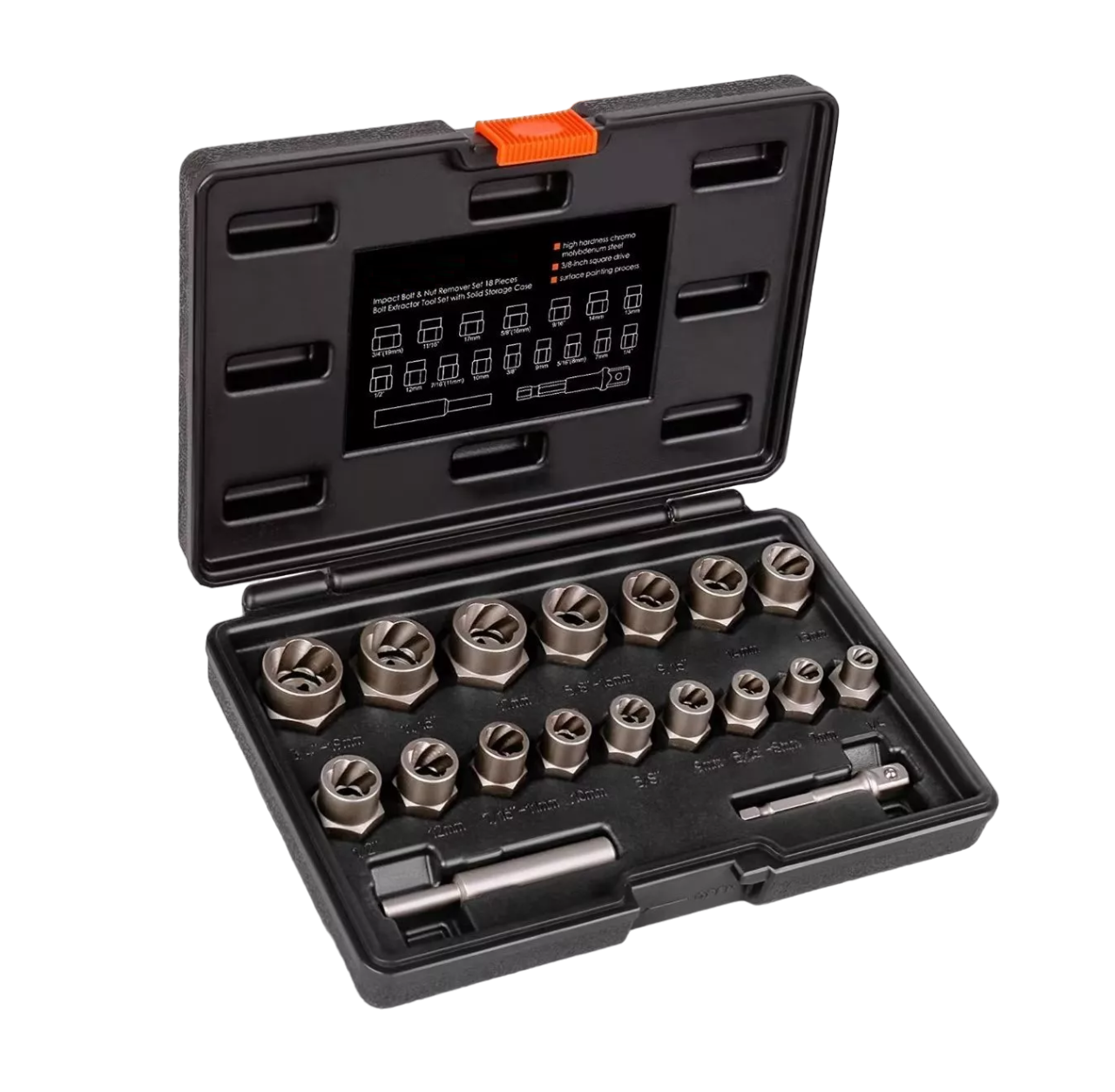 Foto 1 | Juego Extractor de Tornillos y Tuercas BELUG 18 Piezas Negro
