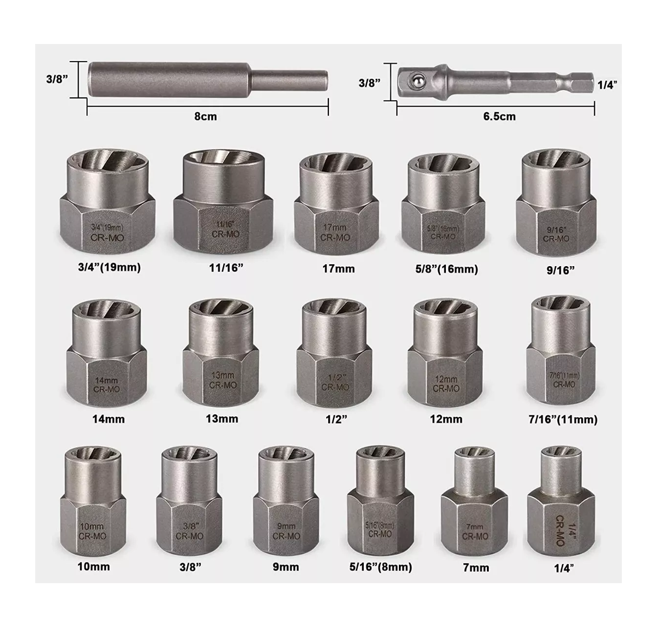 Foto 3 pulgar | Juego Extractor de Tornillos y Tuercas BELUG 18 Piezas Negro