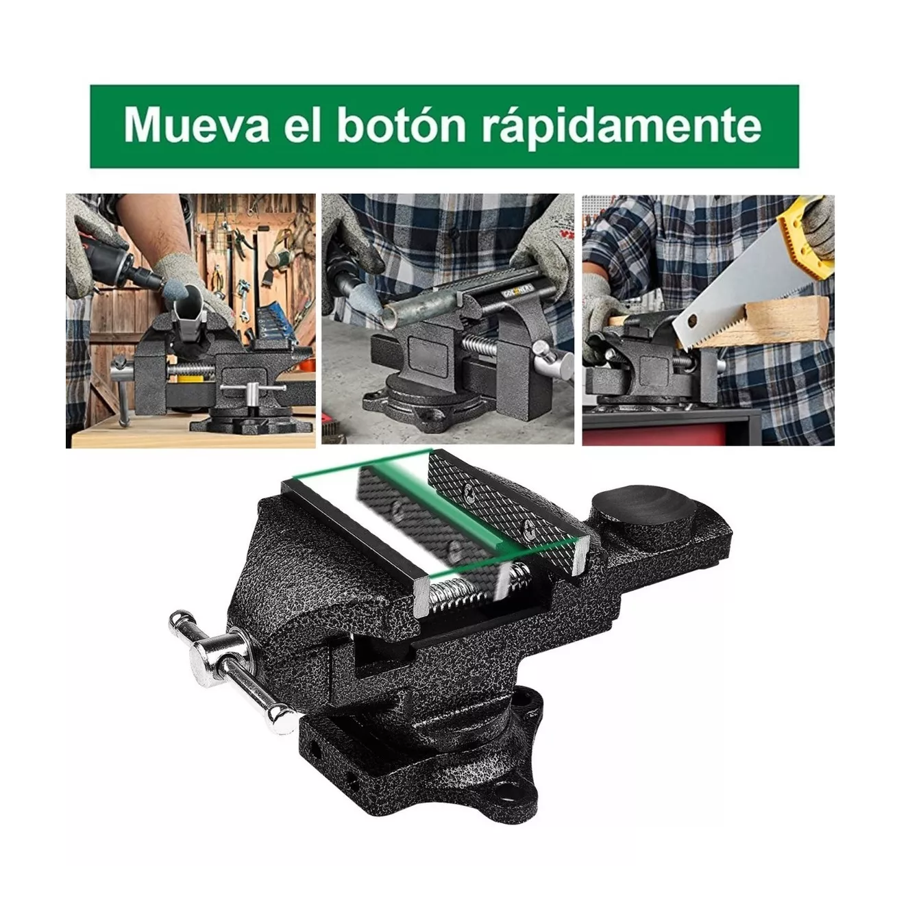 Foto 6 pulgar | Tornillo De Banco Ligero De Ajuste Rápido 360° Negro Puntos Blancos