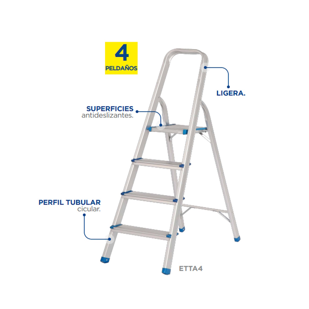 Foto 3 pulgar | Escalera Plegables Tipo Taburete De Aluminio Con 4 Peldaños Surtek