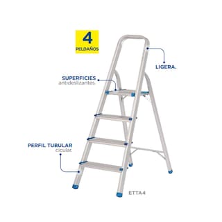 Foto 2 | Escalera Plegables Tipo Taburete De Aluminio Con 4 Peldaños Surtek