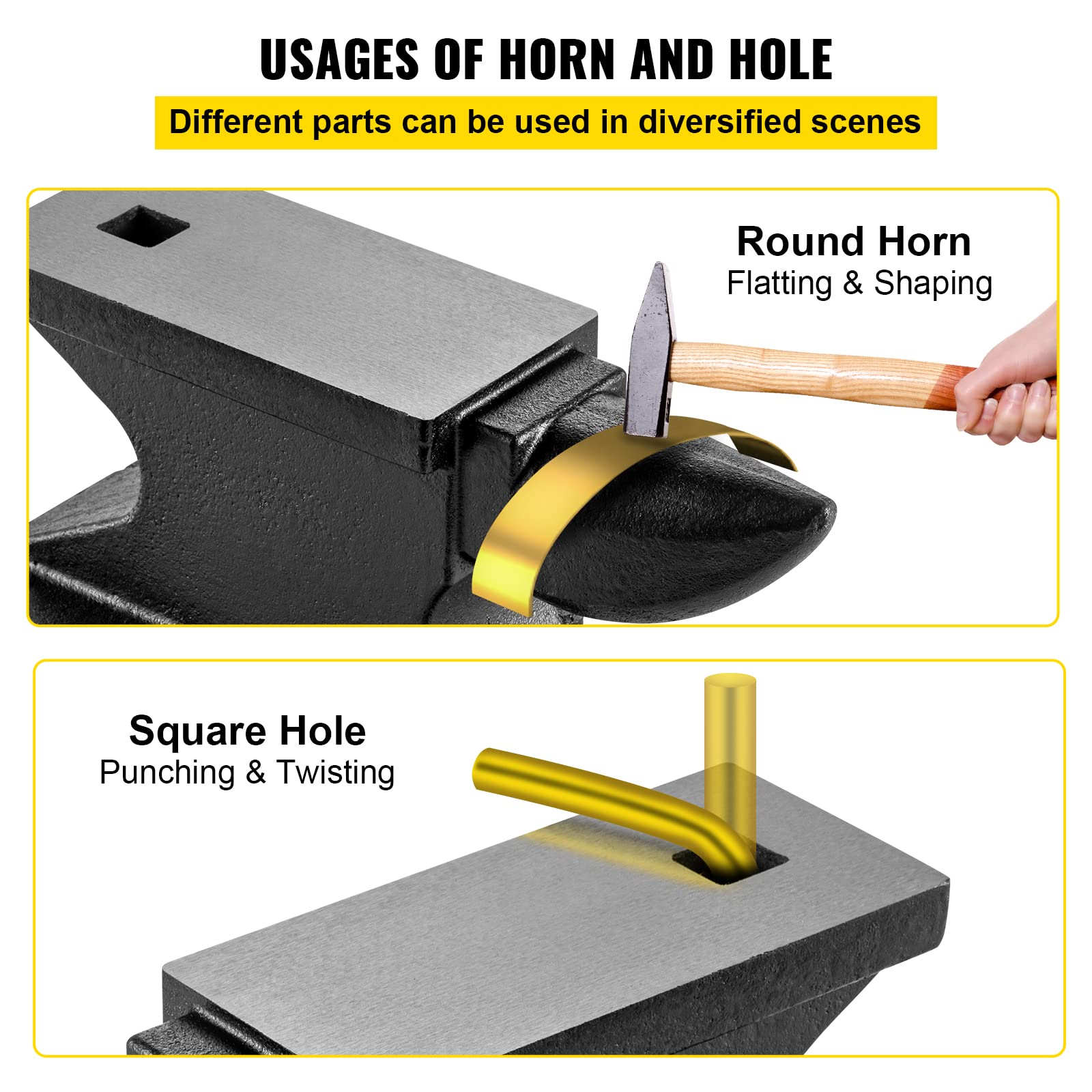 Foto 5 pulgar | Cuerno Único De Hierro Fundido Anvil Vevor De 45 Kg Con 26,4 X 12,7 Cm De Diámetro - Venta Internacional.