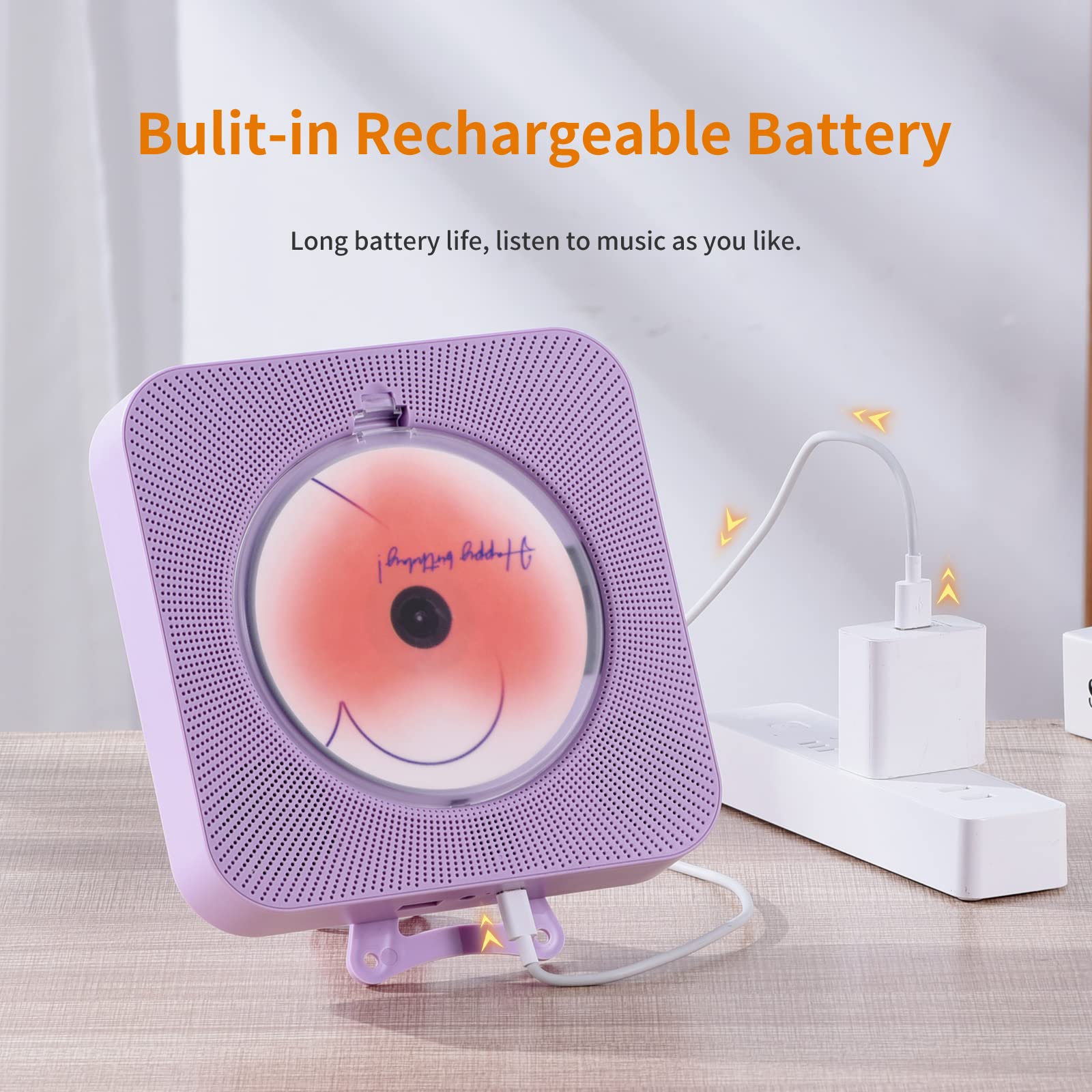 Foto 7 | Reproductor de Cd Yintiny Cute Purple con Bluetooth 5.0 Recargable - Venta Internacional