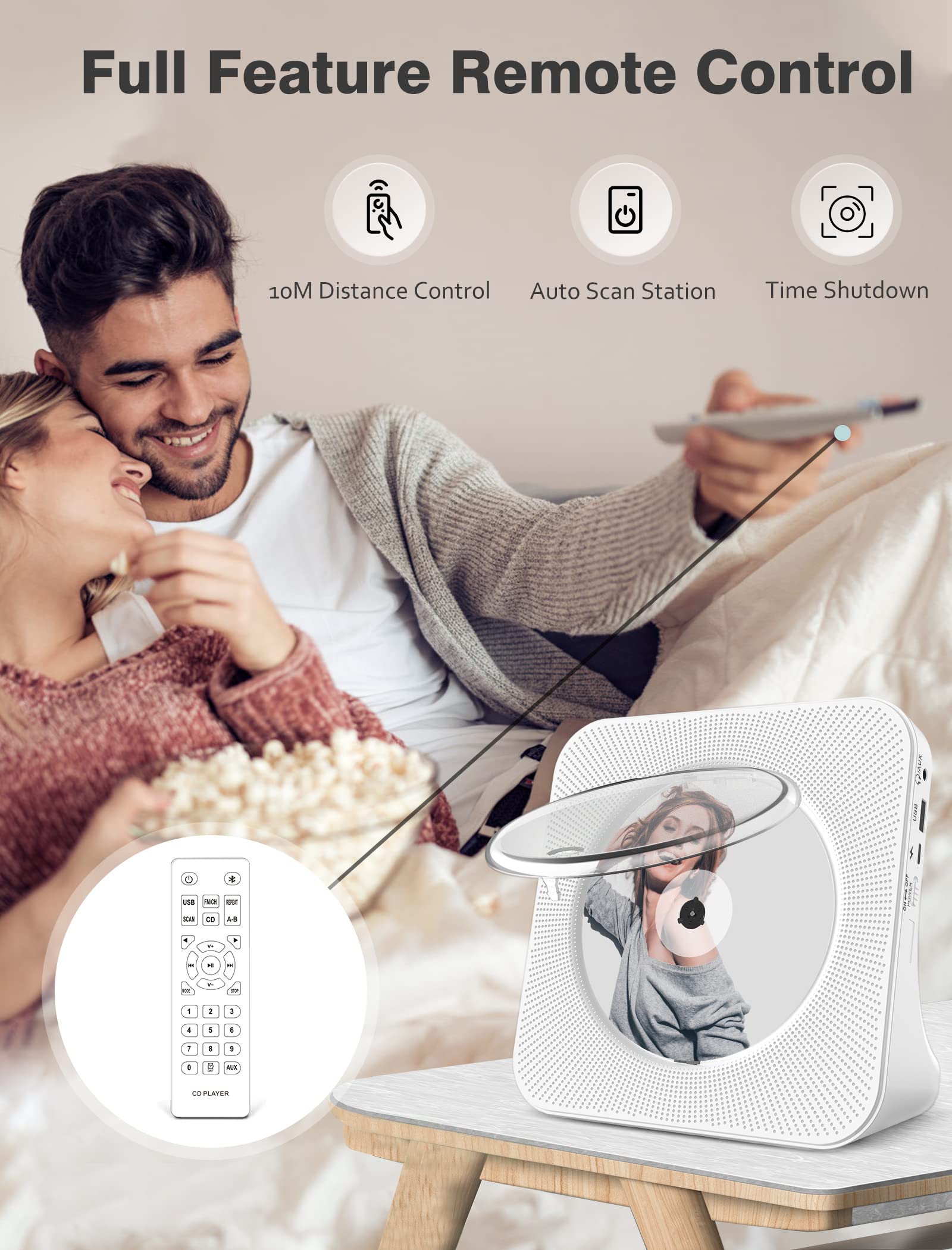 Foto 5 | Reproductor de Cd Gracioso 4000 Mah Recargable con Bluetooth 5.0 - Venta Internacional