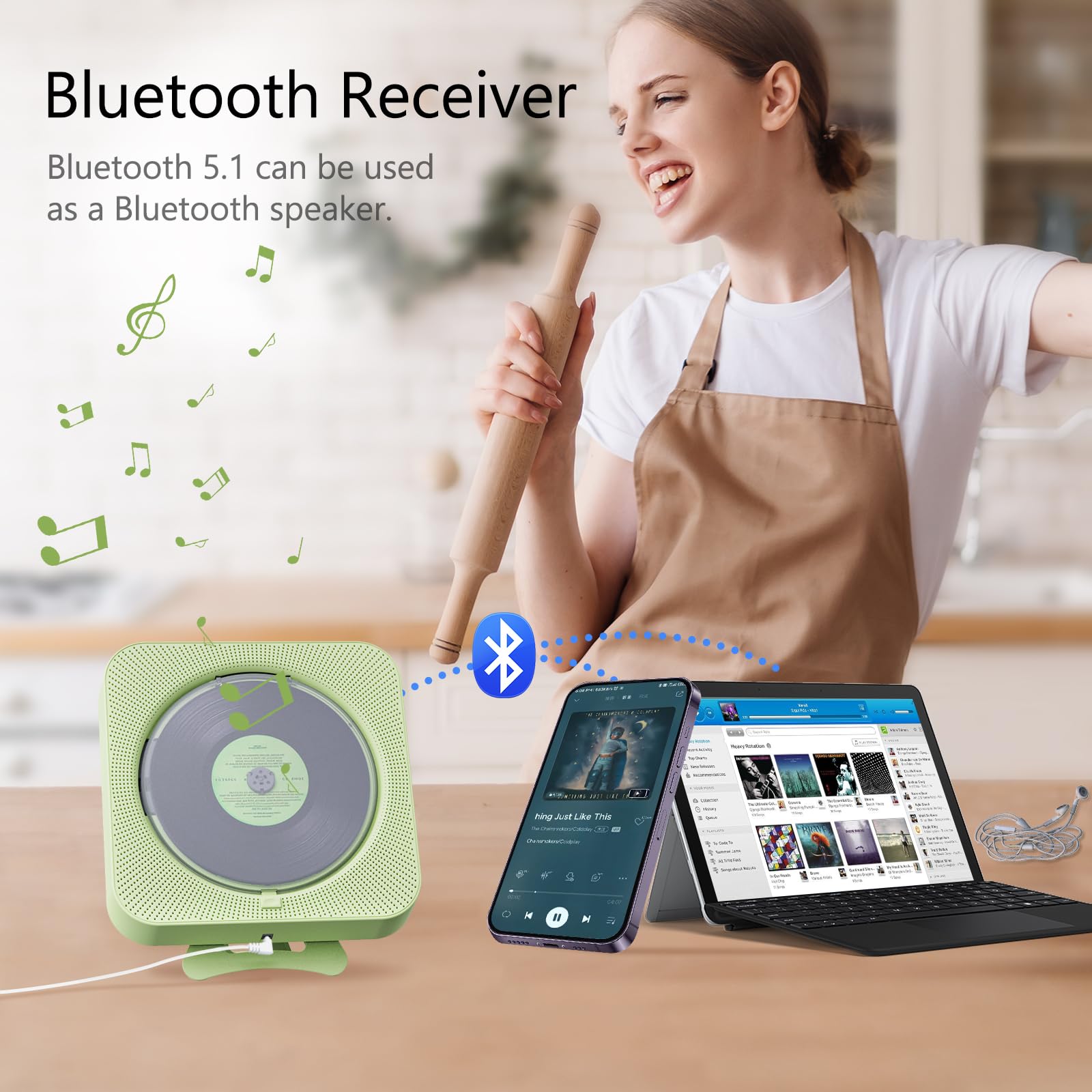 Foto 2 | Reproductor de Cd Portátil Micocious con Bluetooth y Radio Fm - Venta Internacional