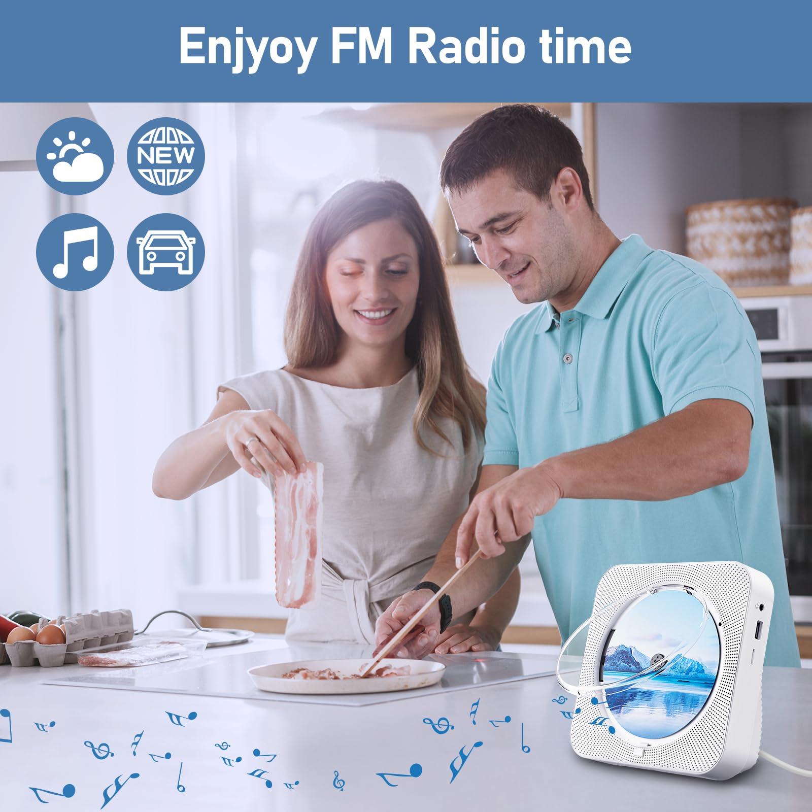 Foto 6 pulgar | Reproductor de Cd Portátil Zyokata Bluetooth 5.1 con Altavoces Hifi Wh - Venta Internacional