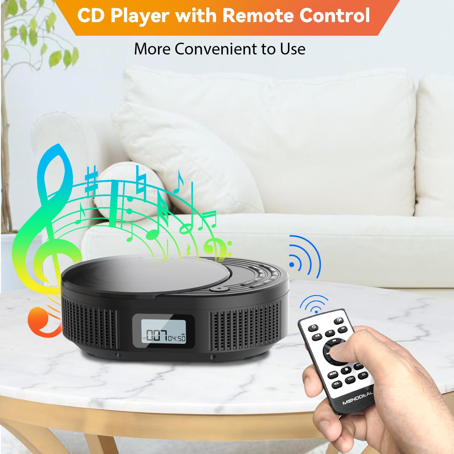 Foto 7 | Reproductor de Cd Portátil Monodeal Boombox con Bluetooth y Radio Fm - Venta Internacional