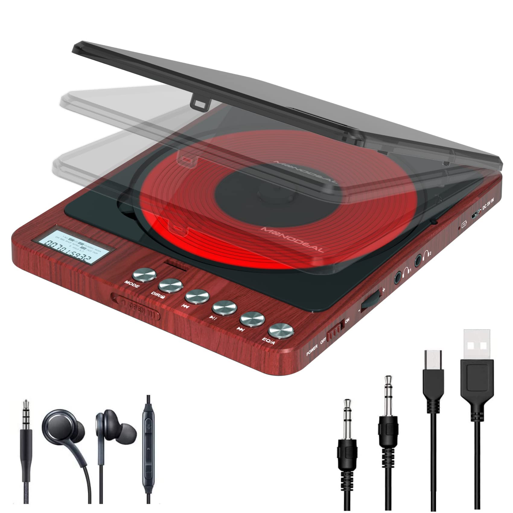 Reproductor De Cd Portátil Monodeal Cw605 Con Pantalla Lcd Para Auriculares - Venta Internacional.