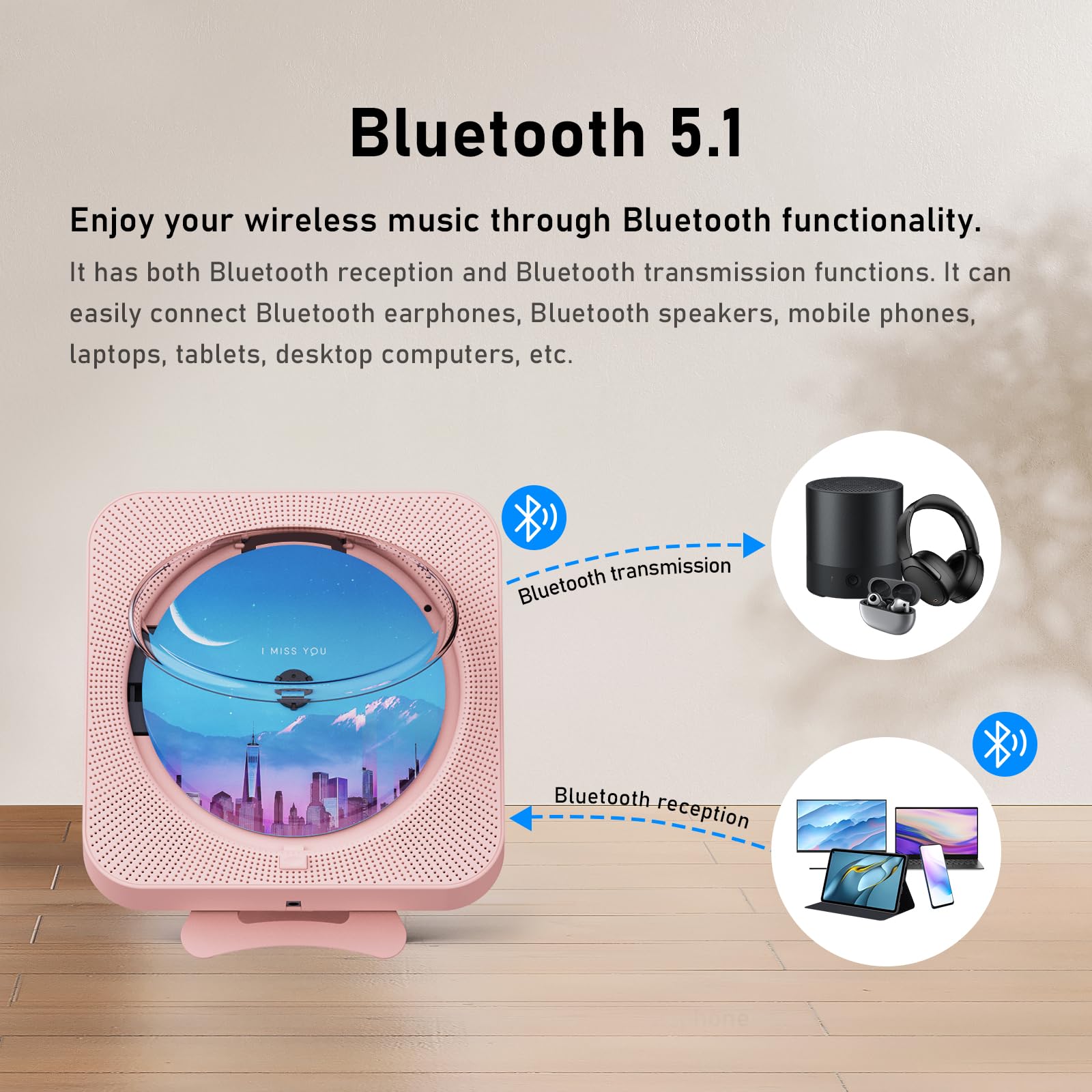 Foto 4 pulgar | Reproductor De Cd Portátil Micocious Con Bluetooth Y Radio Fm - Venta Internacional.